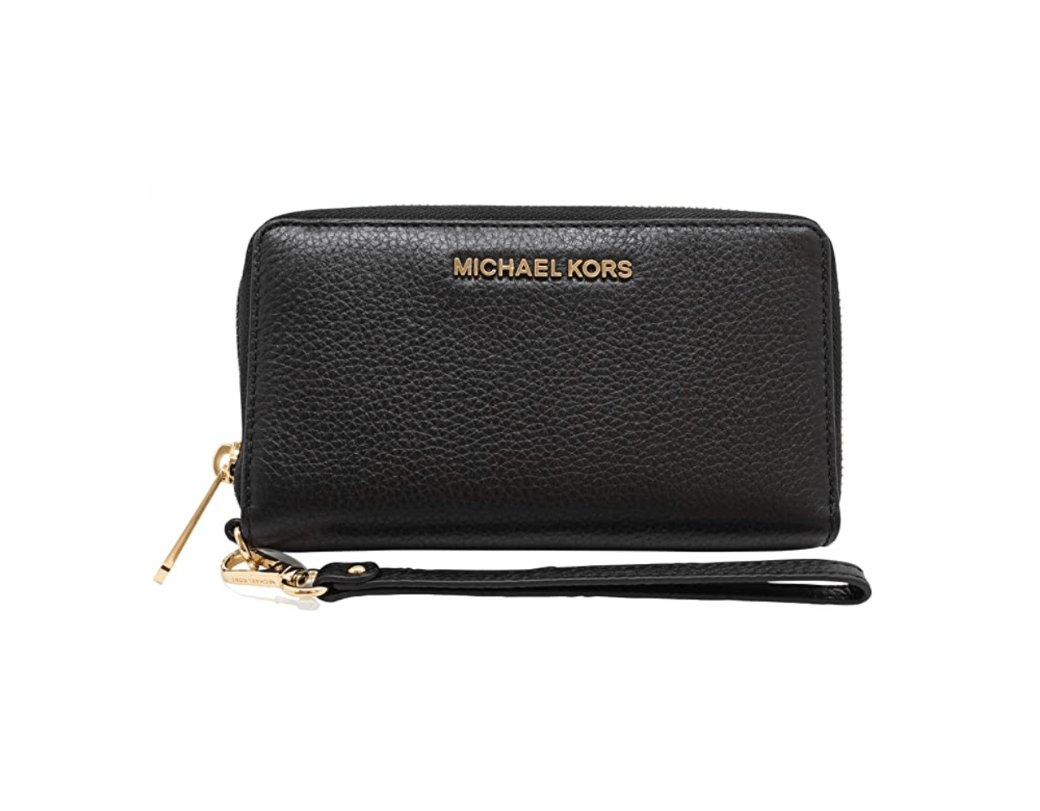 Michael Kors JetSet TravelLarge PhoneWristlet Wallet PebbledLeather Black