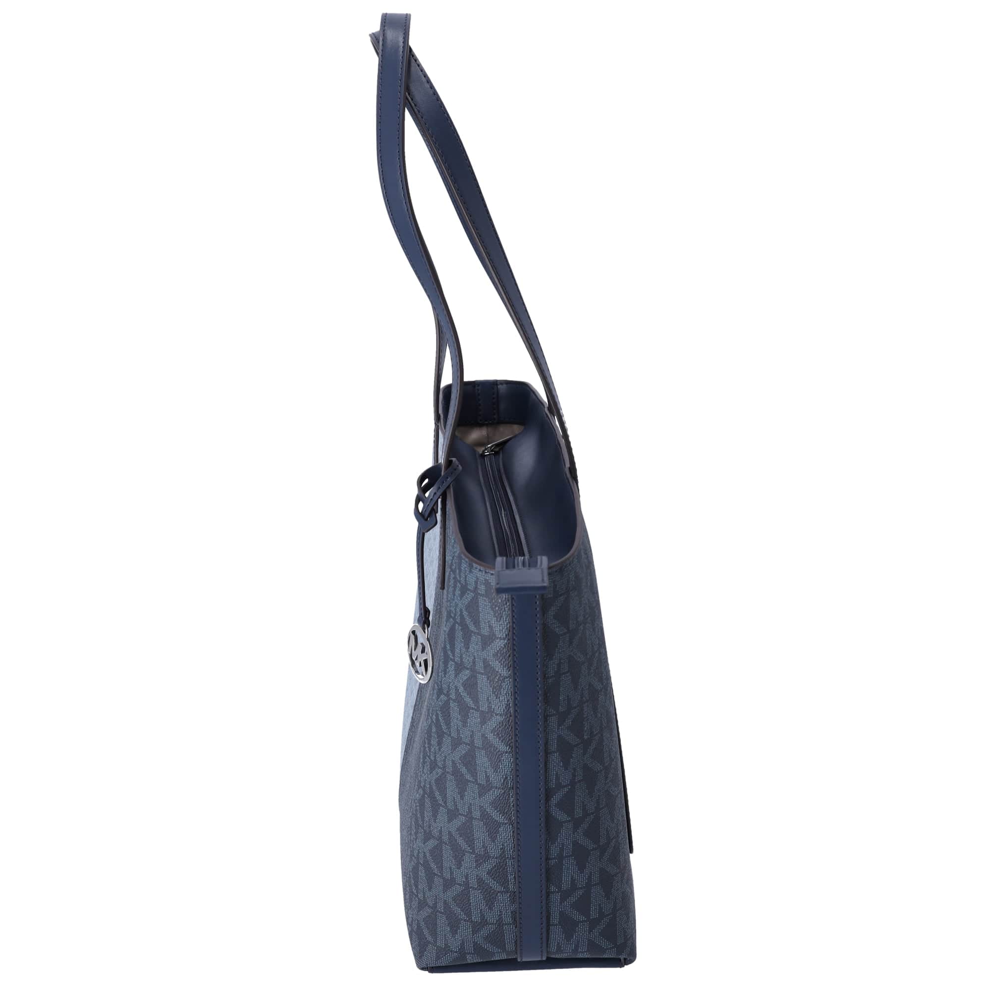 Michael Kors Jet Set Travel Medium Top Zip Tote Navy Multi MK Signature