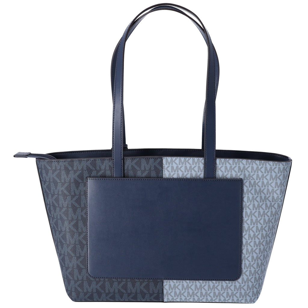 Michael Kors Jet Set Travel Medium Top Zip Tote Navy Multi MK Signature