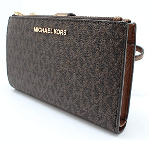 Michael Kors JetSet Double Zip Wristlet PhoneWallet Brown