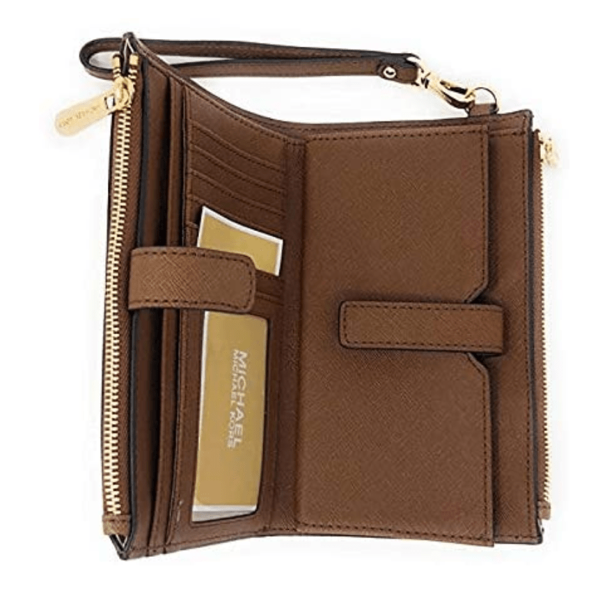Michael Kors JetSet DoubleZip WristletLeather PhoneWallet LuggageBrown