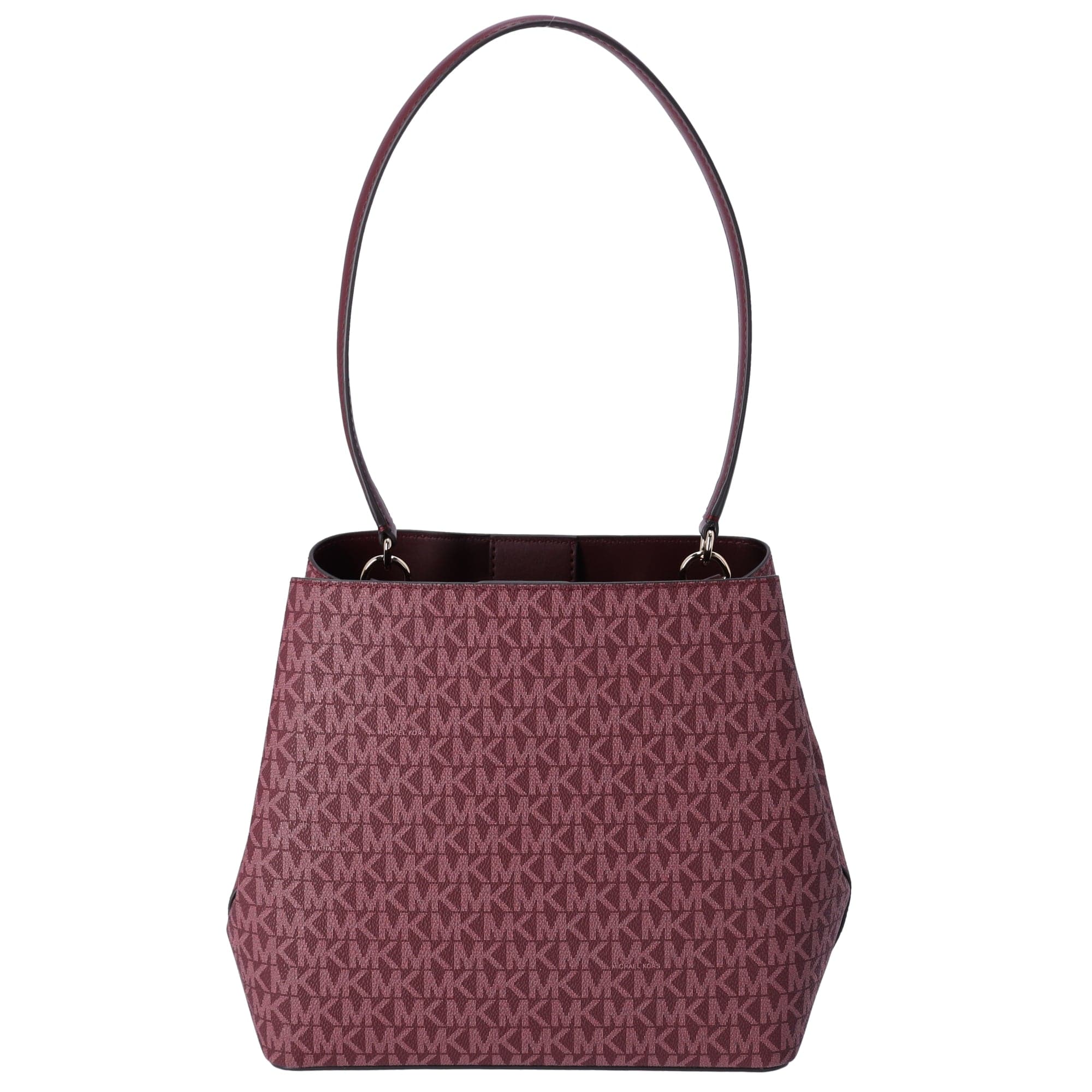 Michael Kors Pratt Medium MK Logo Bucket Shoulder Bag Oxblood Multi Metallic