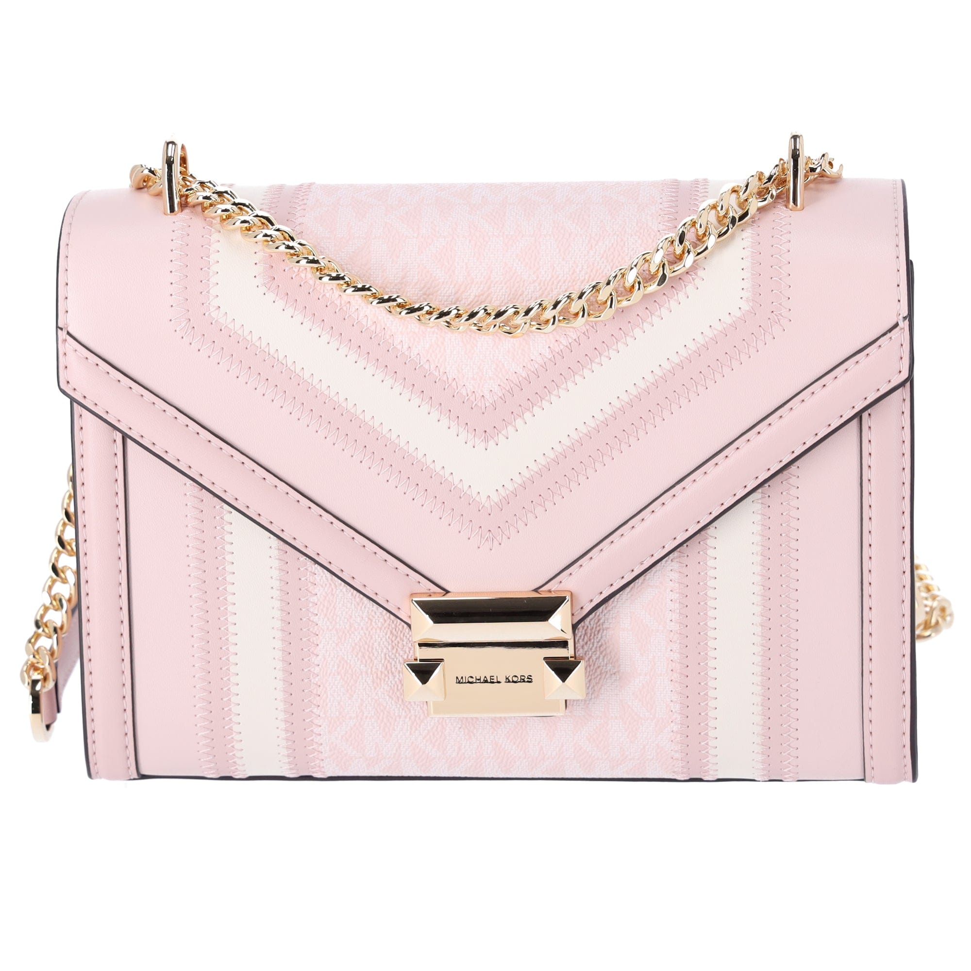 Michael Kors Whitney Medium Flap Shoulder Bag Powder Blush Pink Multi