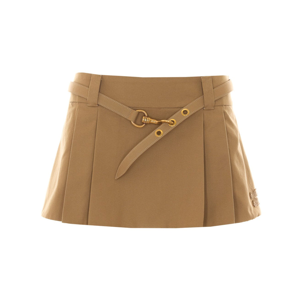 Miu Miu Women Mini Logo Pleated Skirt