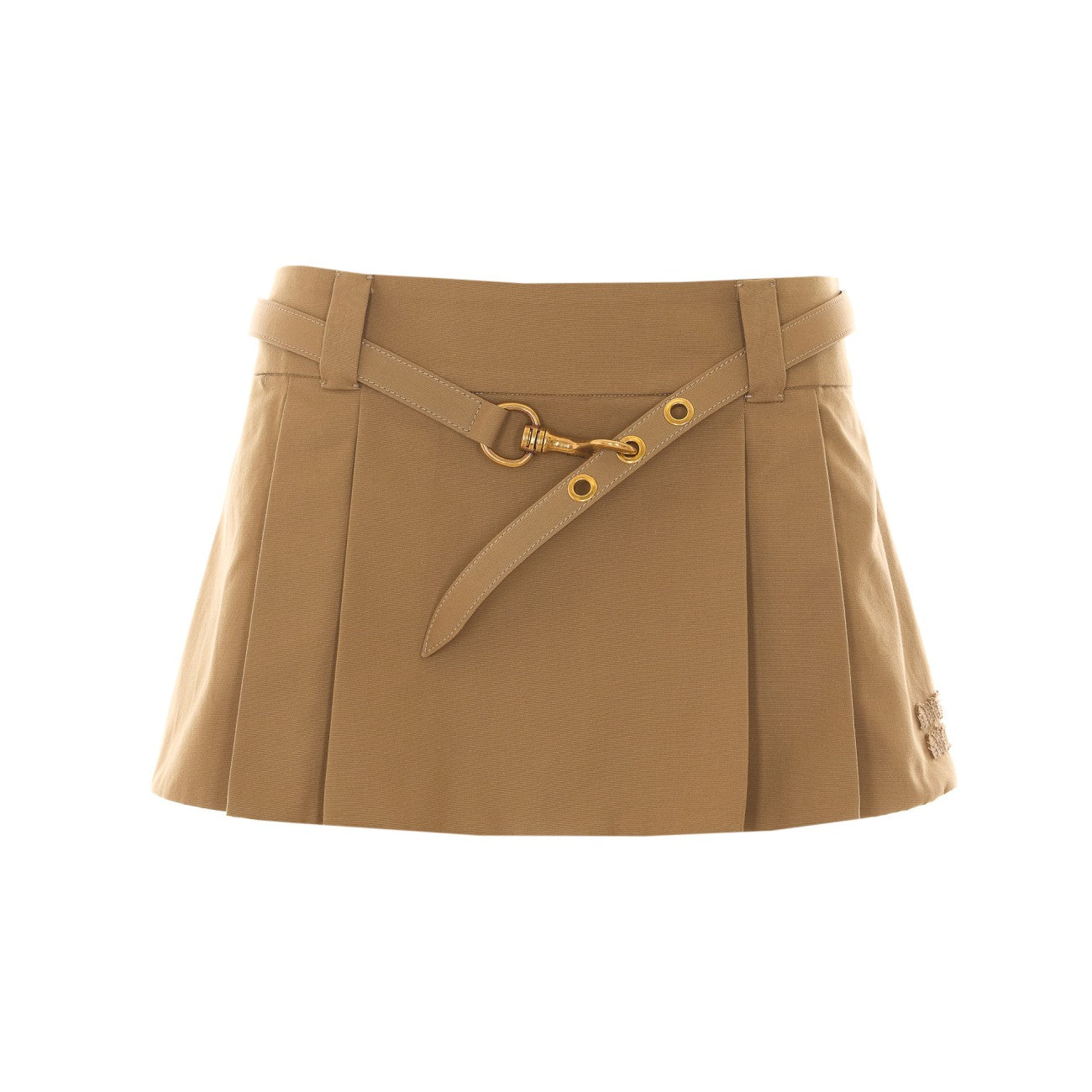 Miu Miu Women Mini Logo Pleated Skirt