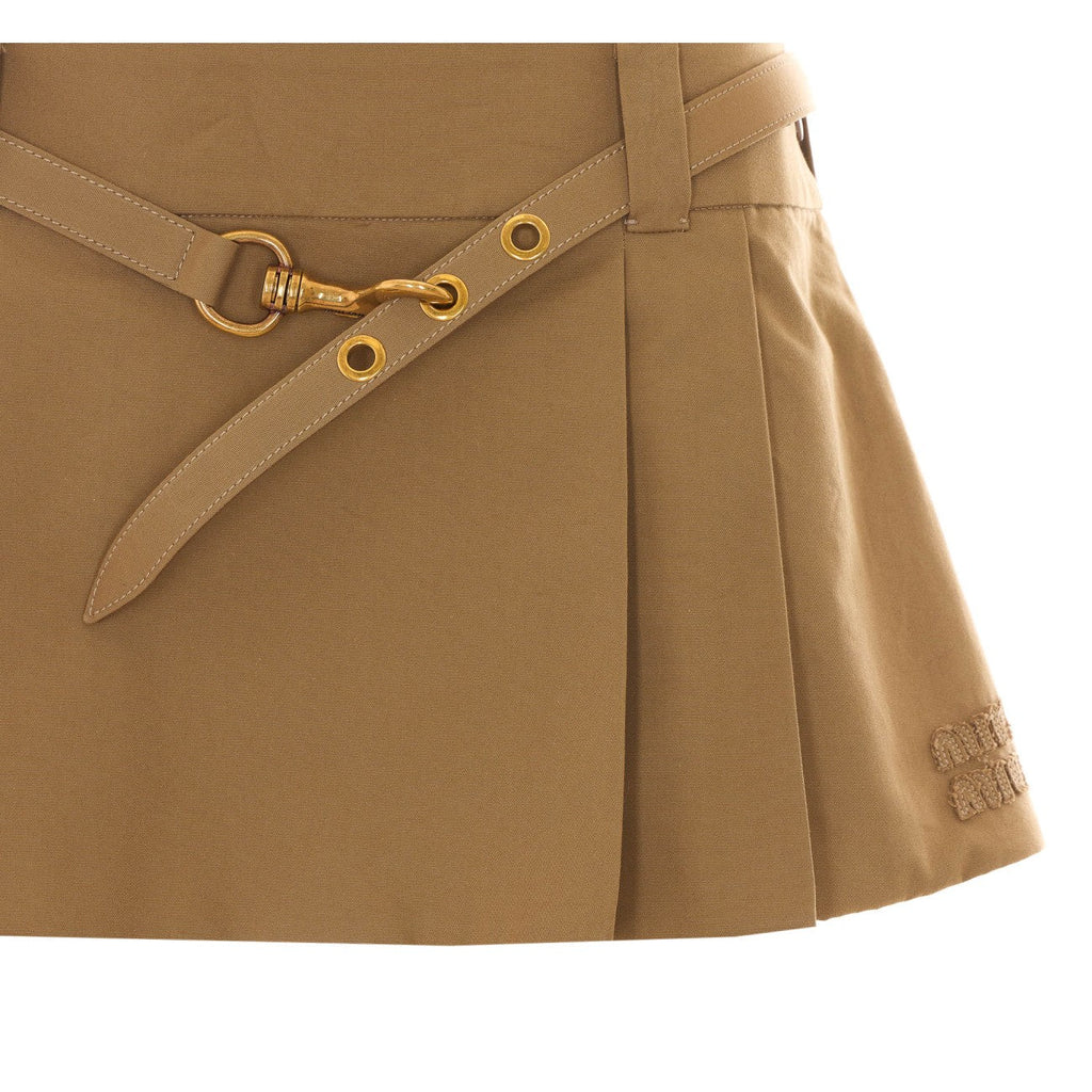 Miu Miu Women Mini Logo Pleated Skirt