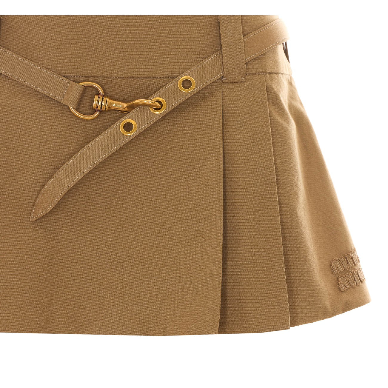 Miu Miu Women Mini Logo Pleated Skirt