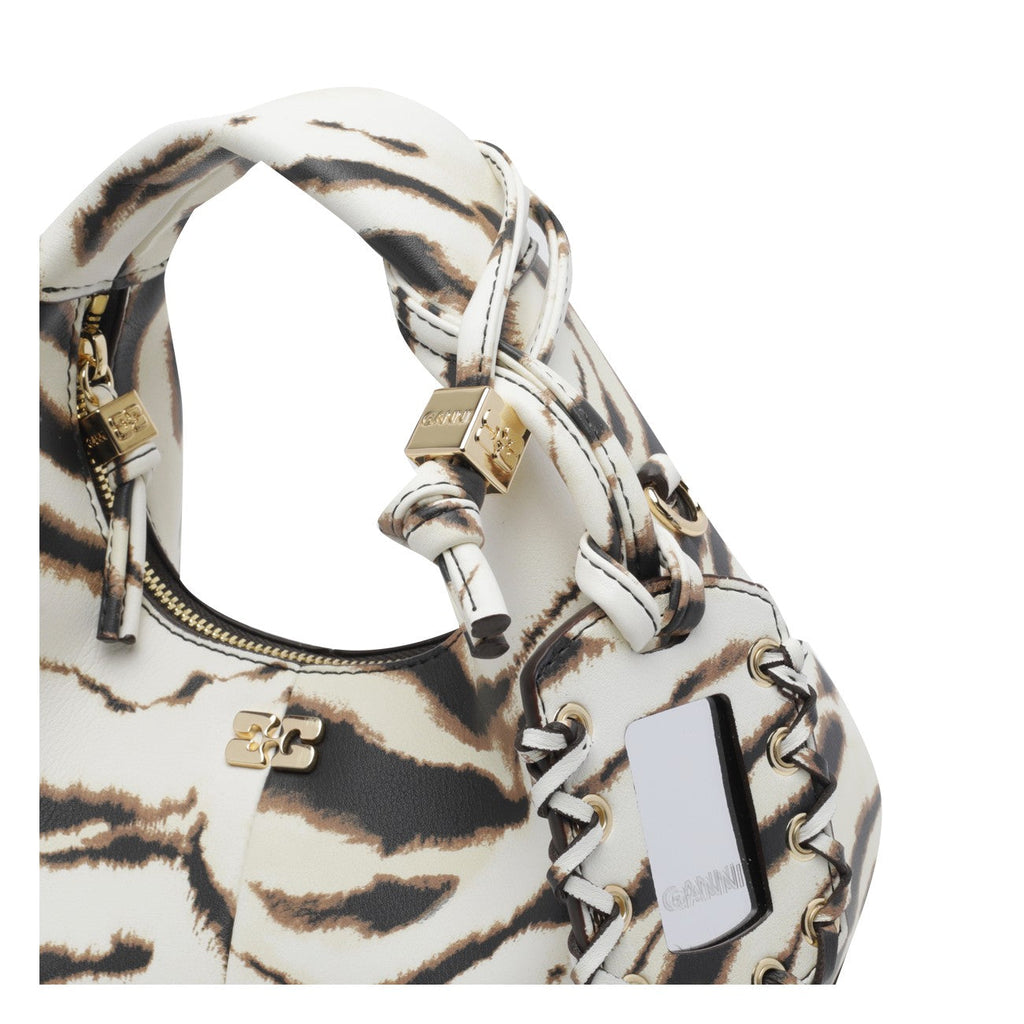 Ganni Women Mini Logo Zebra Hobo Bag
