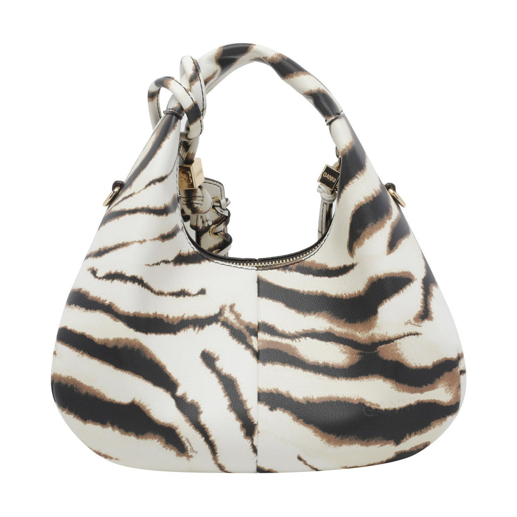 Ganni Women Mini Logo Zebra Hobo Bag