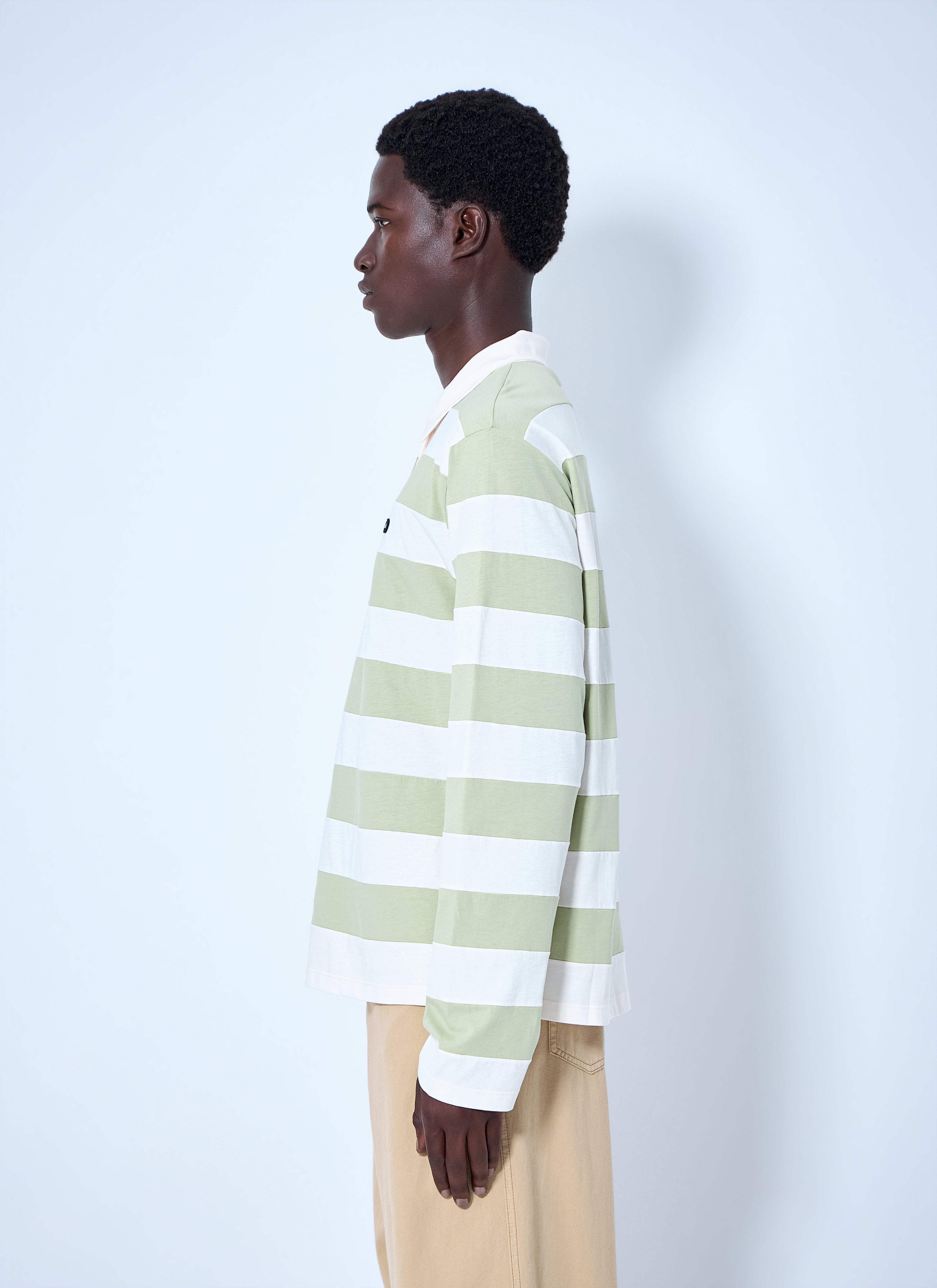 Miu Miu Men Striped Jersey Polo Shirt