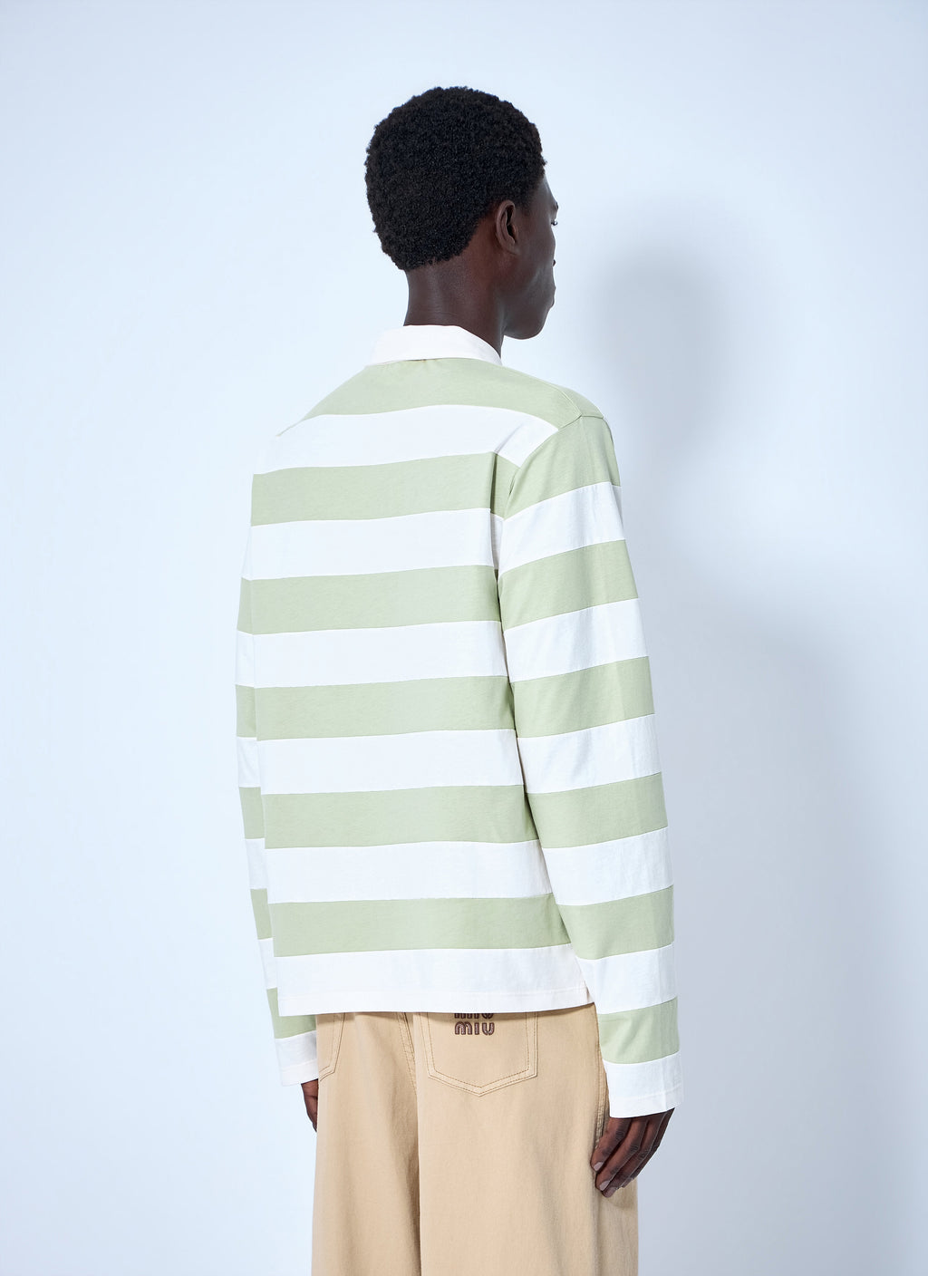 Miu Miu Men Striped Jersey Polo Shirt