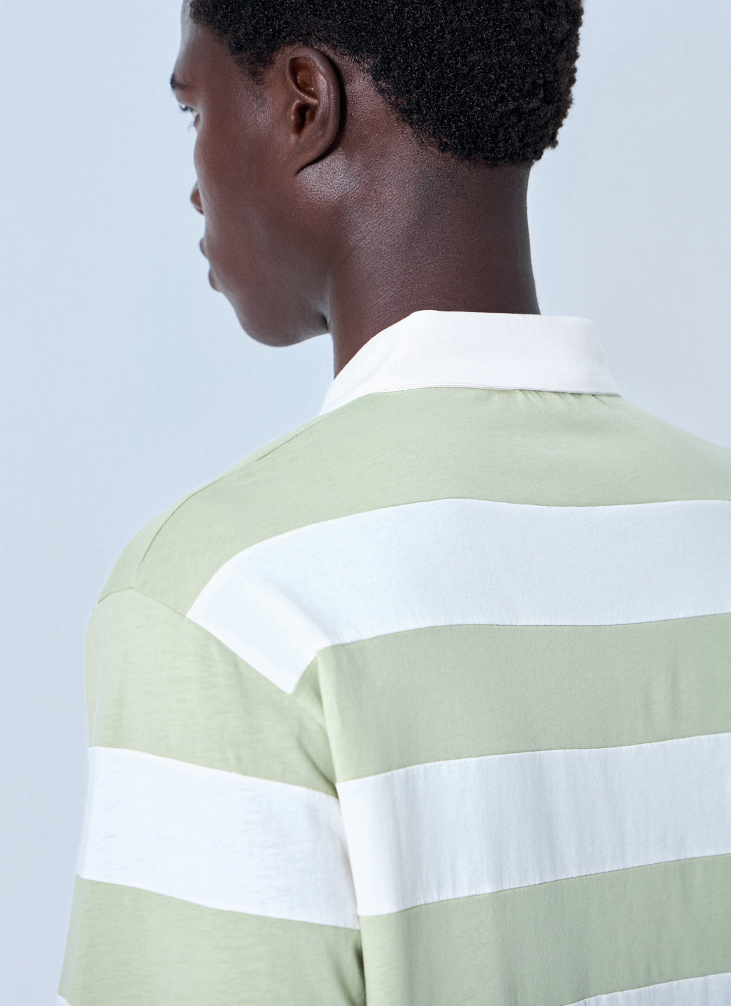 Miu Miu Men Striped Jersey Polo Shirt