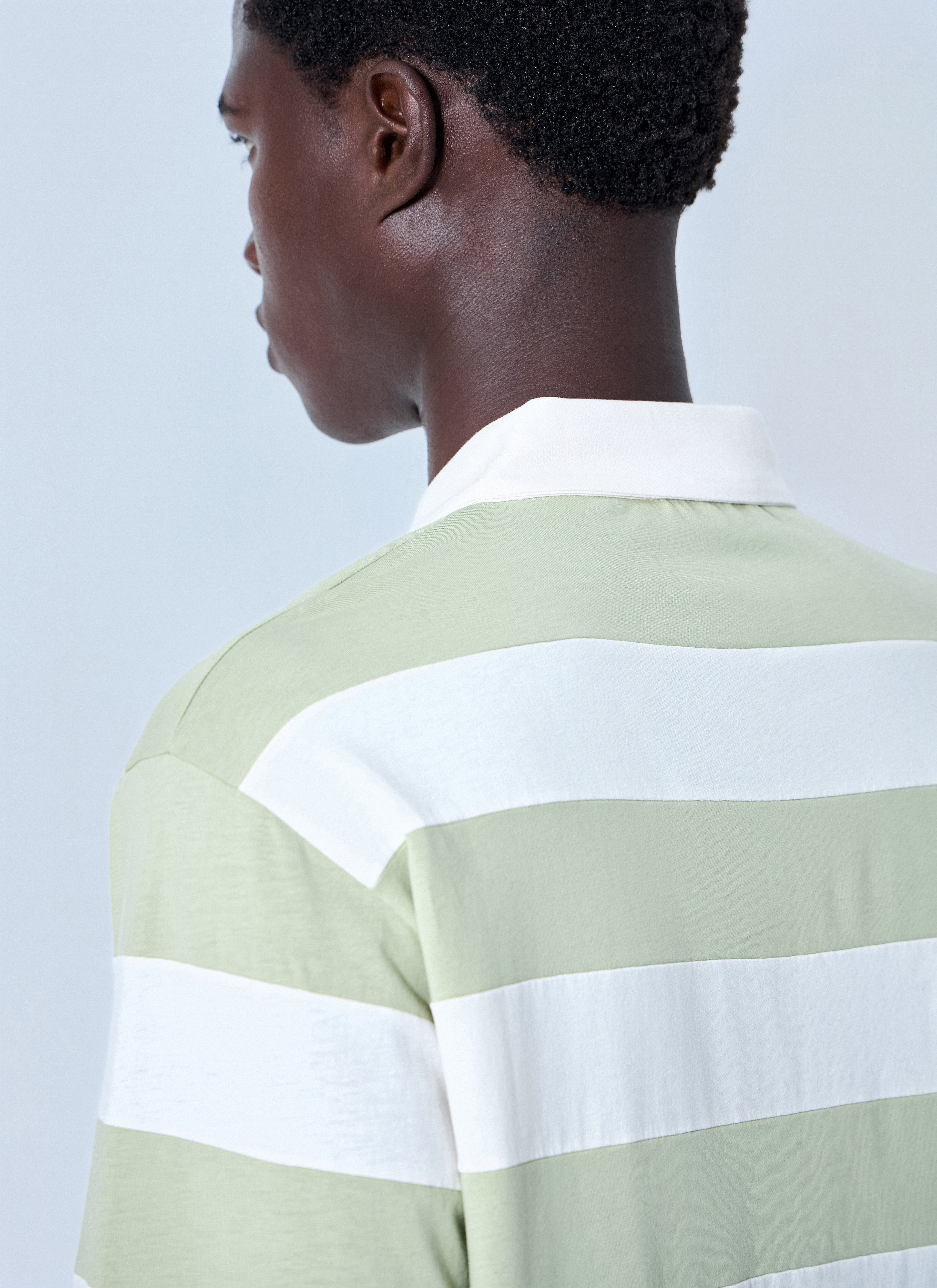 Miu Miu Men Striped Jersey Polo Shirt