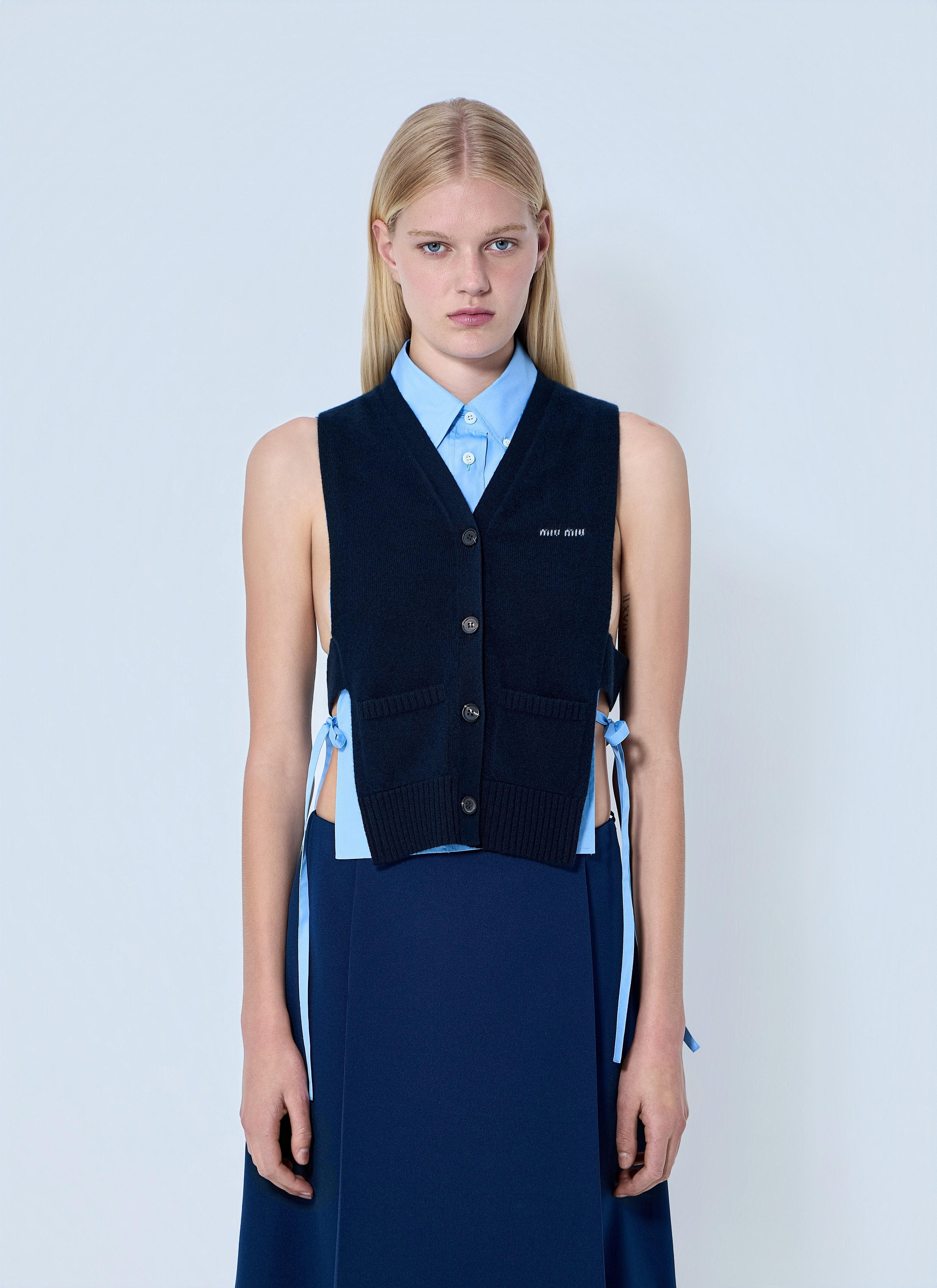 Miu Miu Women V-Neck Logo Vest