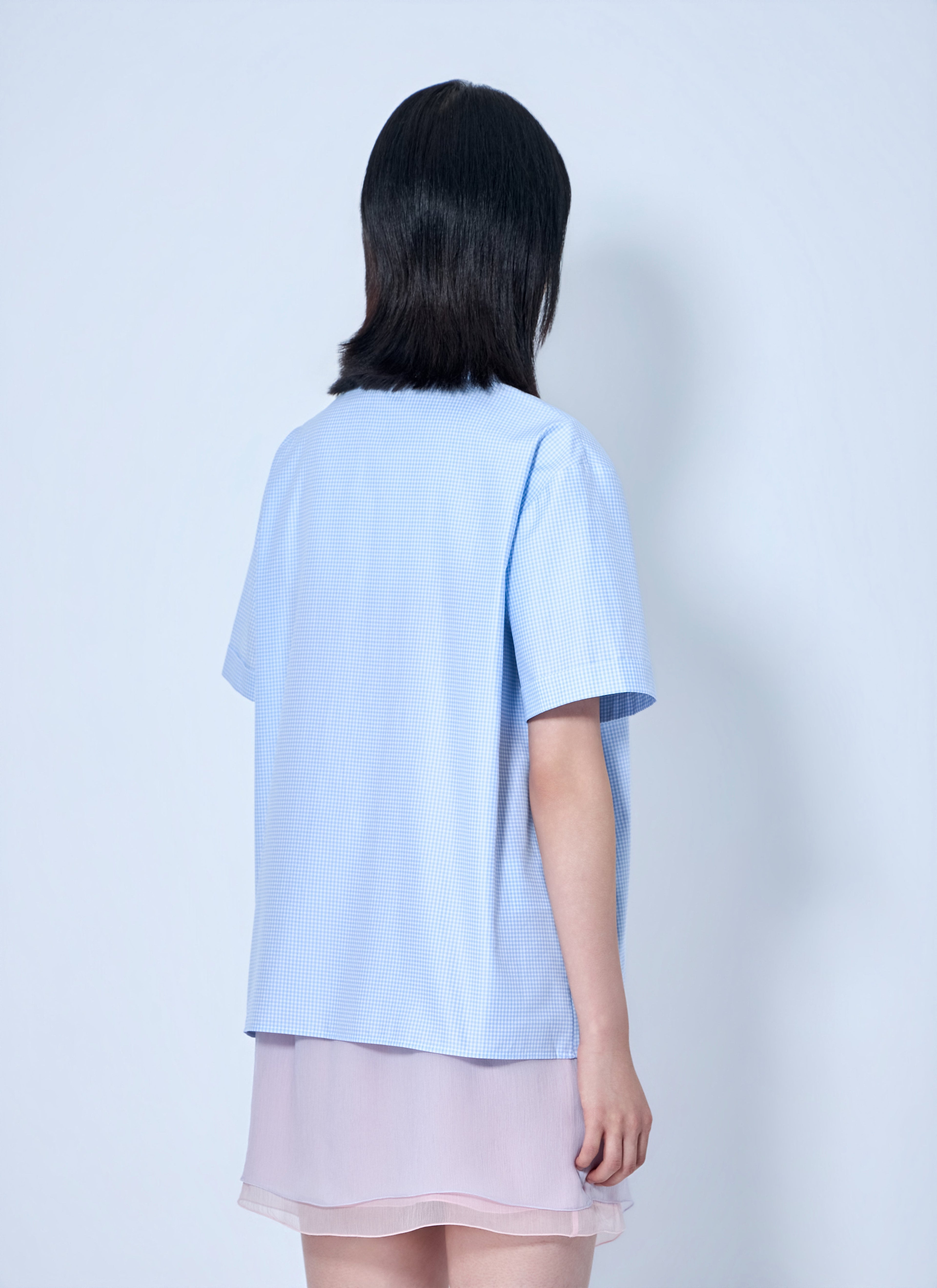 Miu Miu Women Short-Sleeve Cotton Poplin Shirt