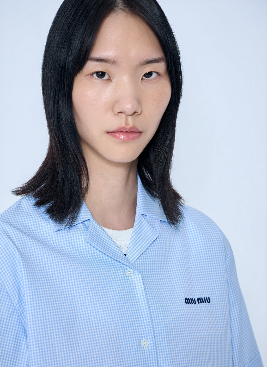 Miu Miu Women Short-Sleeve Cotton Poplin Shirt