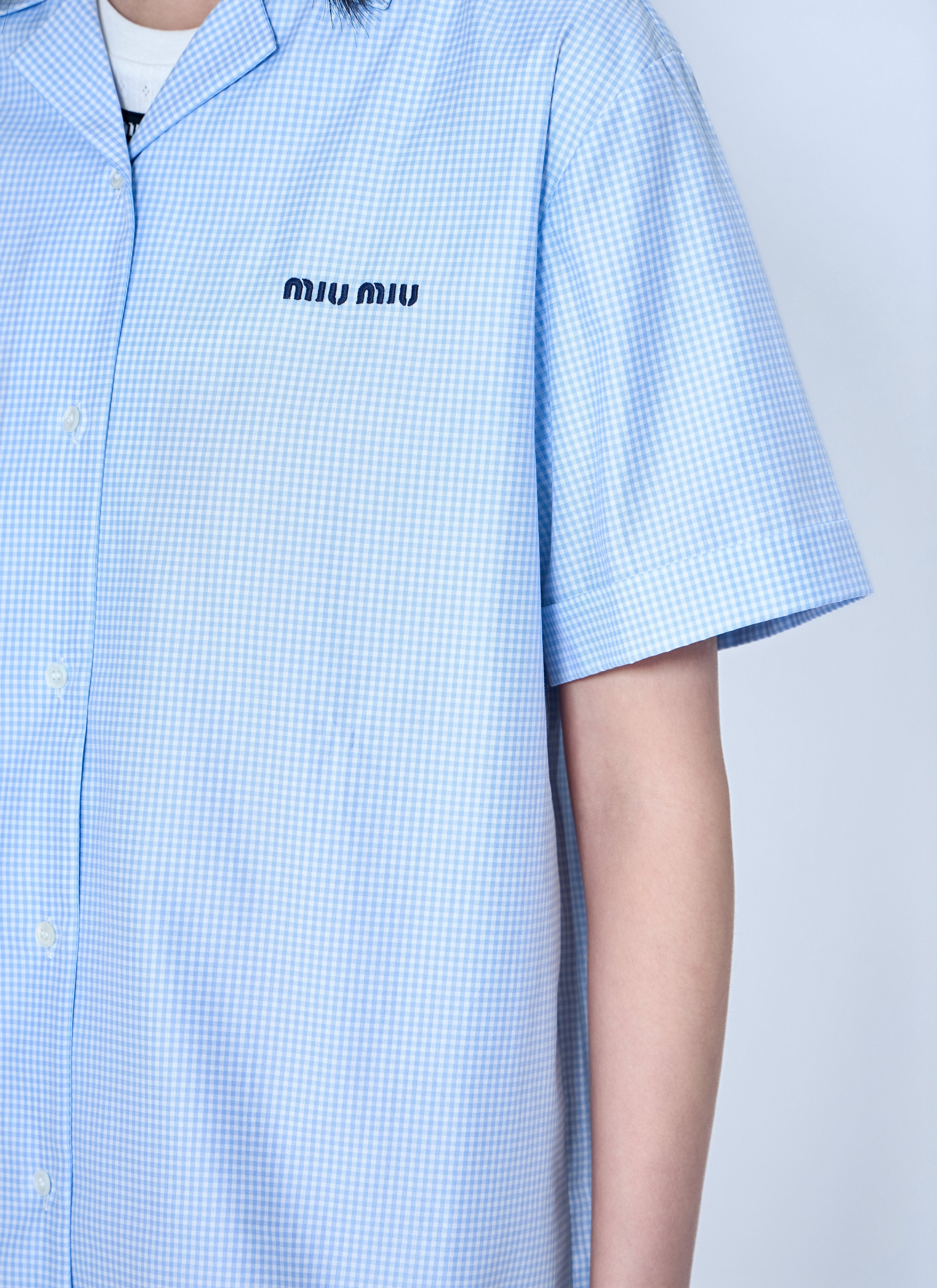 Miu Miu Women Short-Sleeve Cotton Poplin Shirt
