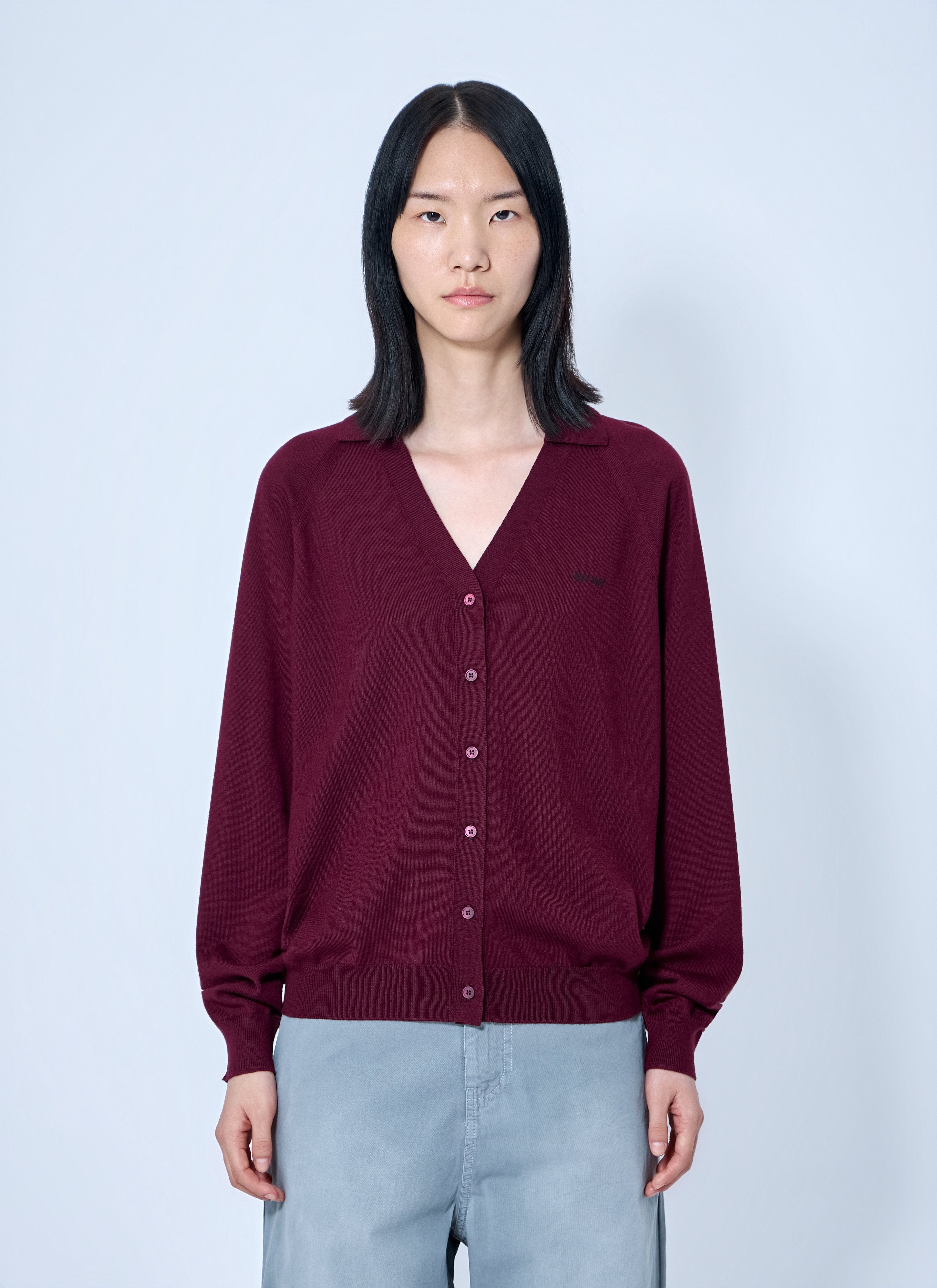 Miu Miu Women Knit Cardigan With Logo