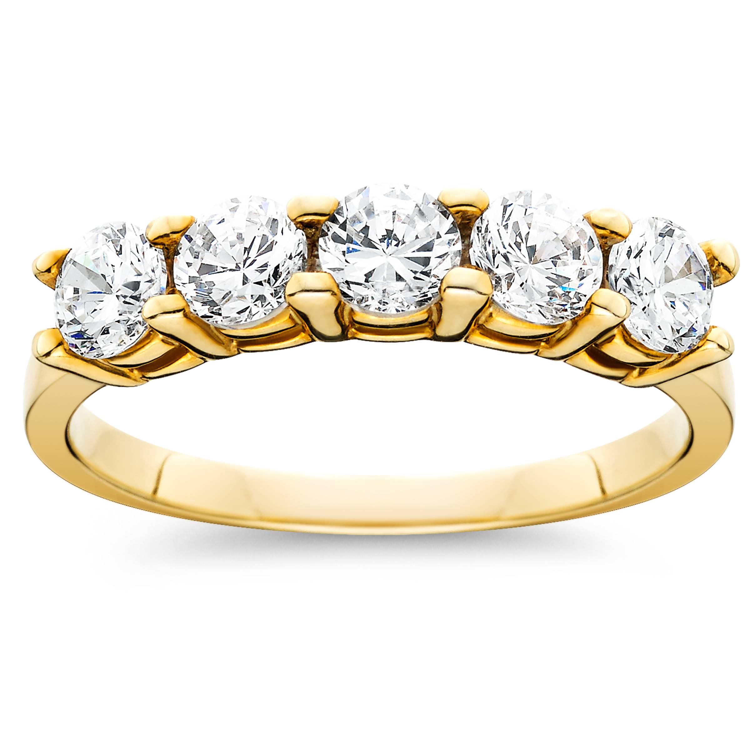 1ct Five Stone Diamond Ring 14K Yellow Gold Size Selectable