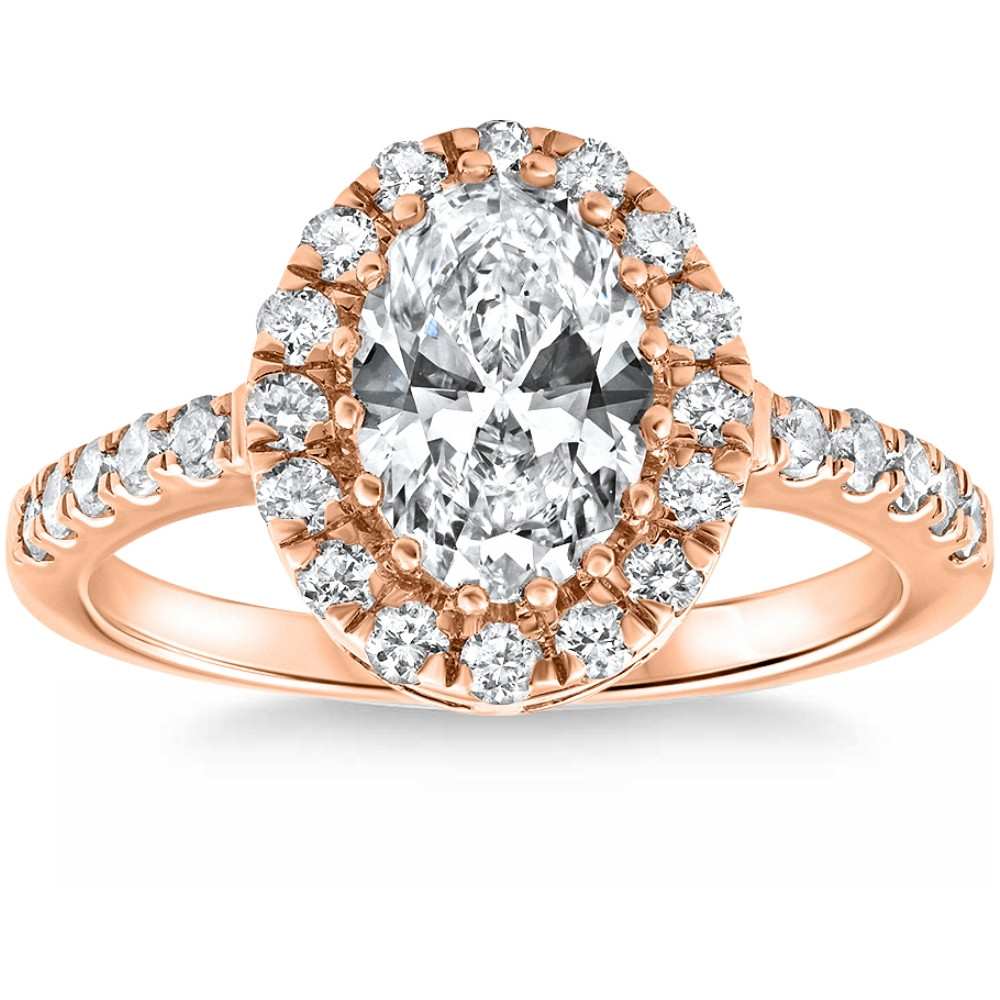 1 1/2Ct Oval Diamond Halo Engagement Ring 14k Gold Lab Grown