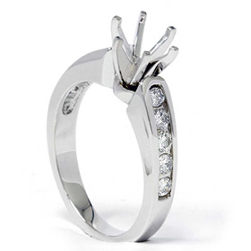 1/2ct Diamond Semi Mount Engagement Ring 14K White Gold Size Selectable