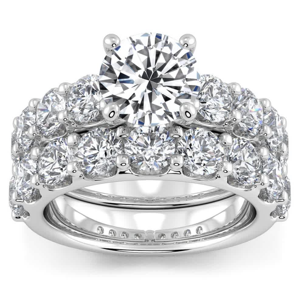 Certified 6ct Diamond Engagement Wedding Ring Set 14K White Gold Lab Grown Size Selectable