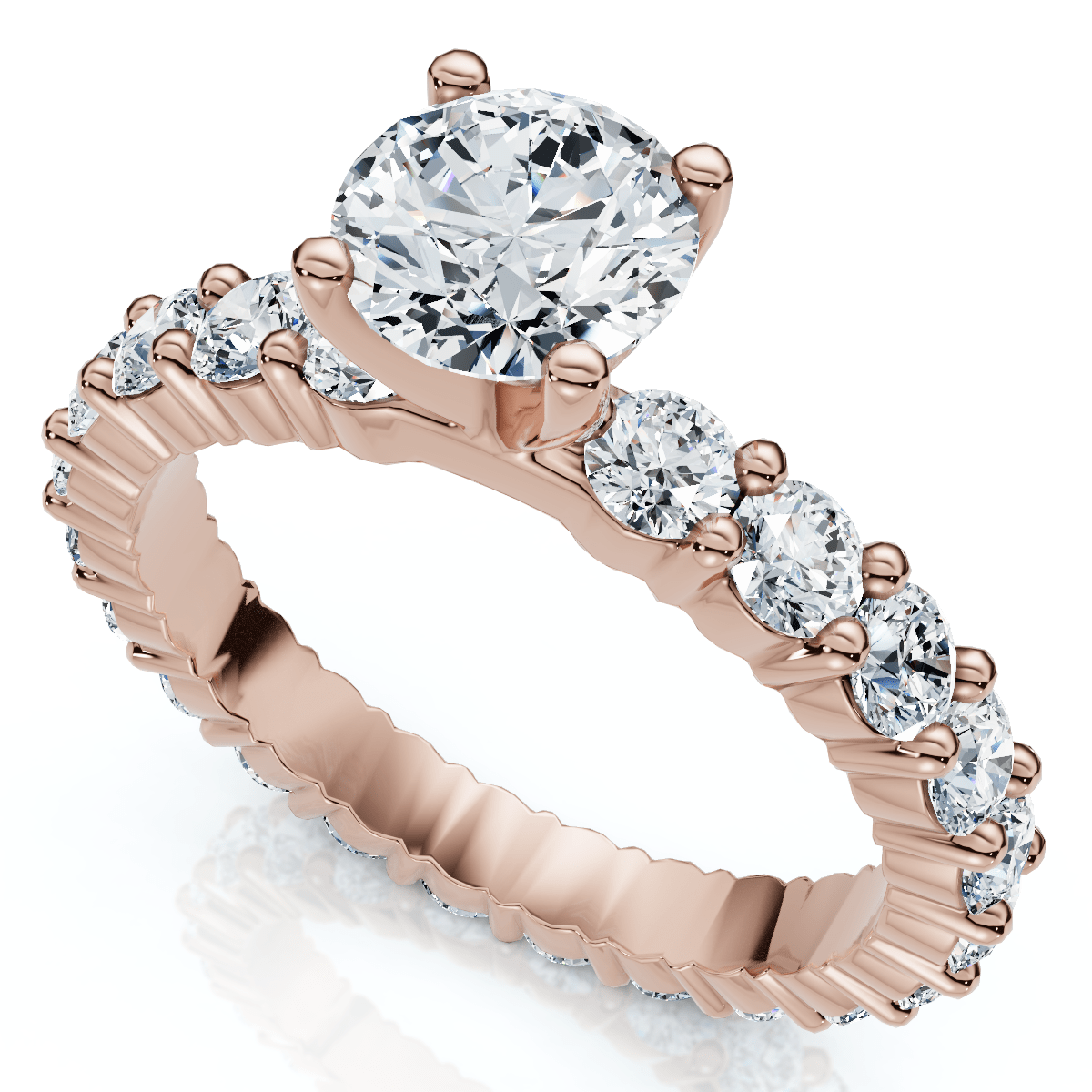 2 1/4Ct Diamond Eternity Engagement Ring 14k Gold Lab Grown EF/VS