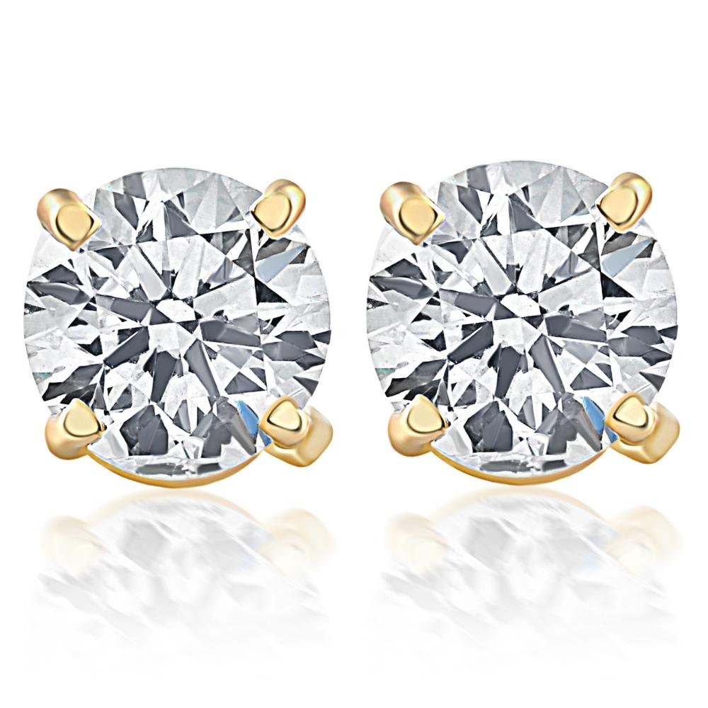 Screw Back 1 Ct T.W. Genuine Diamond Studs Available in 14k White or Yellow Gold