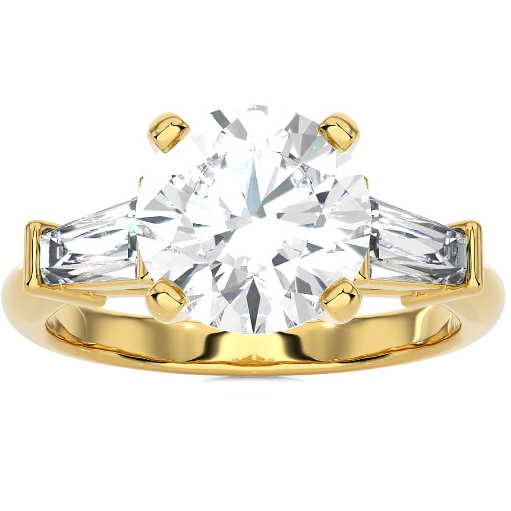 Certified 2 5/8Ct 3-Stone Baguette Diamond Engagement Ring 14k Gold Lab Grown