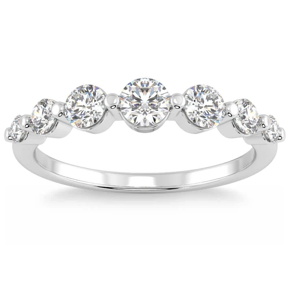 3/4Ct Graduated Diamond Anniversary Wedding Ring 14k Gold Lab Grown