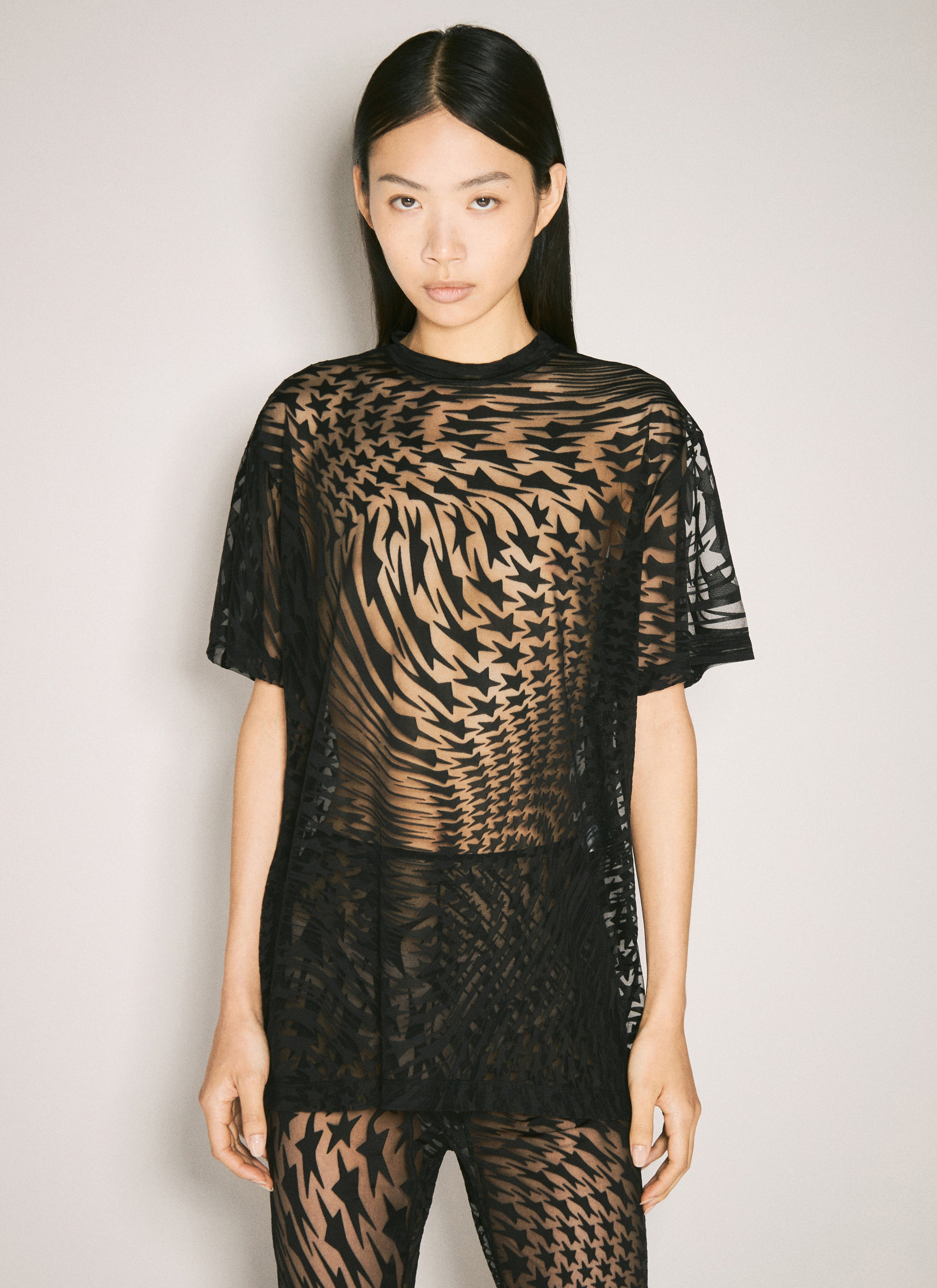Mugler Women Sheer Flocked Star T-Shirt