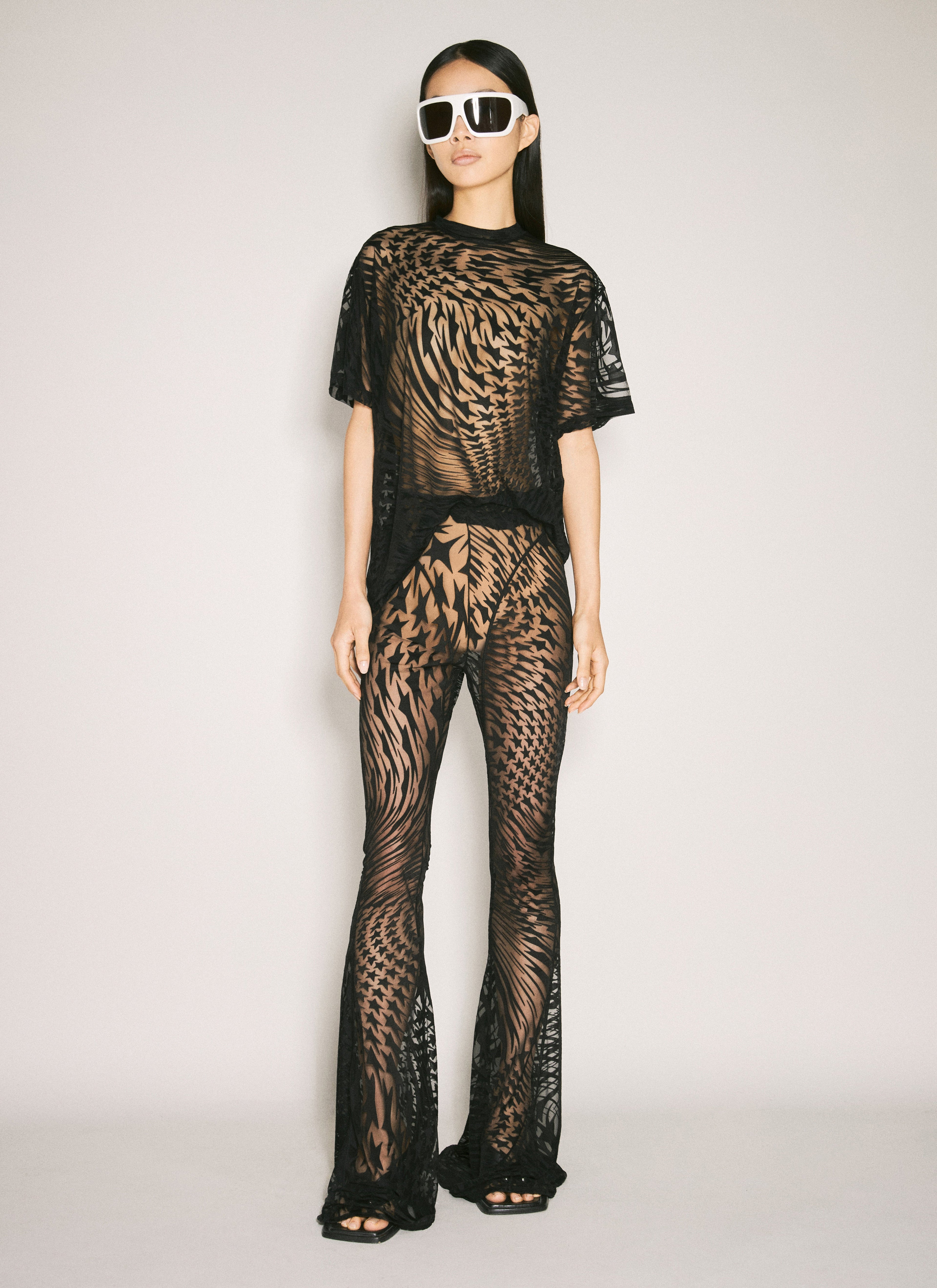 Mugler Women Sheer Flocked Star T-Shirt