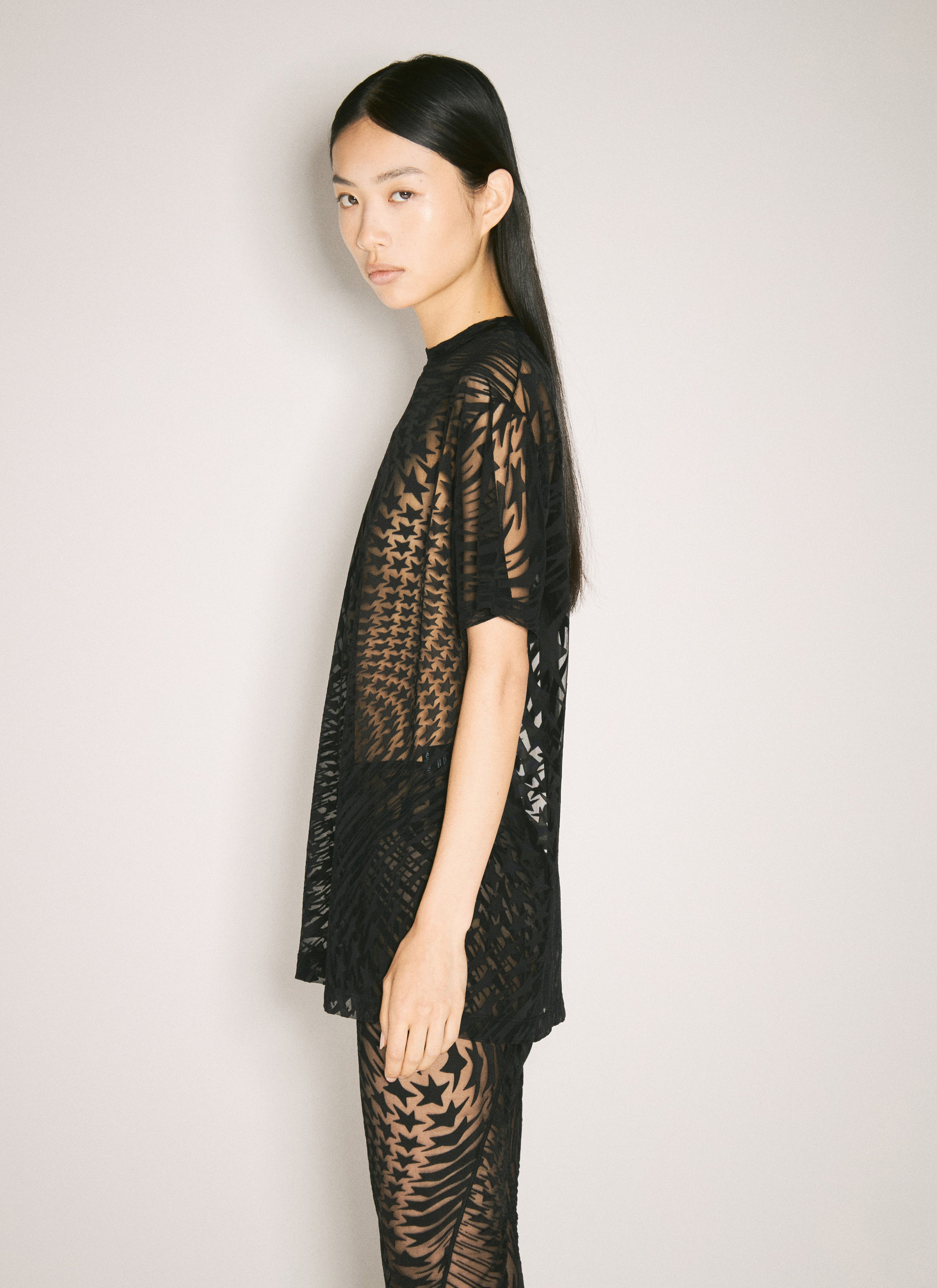 Mugler Women Sheer Flocked Star T-Shirt