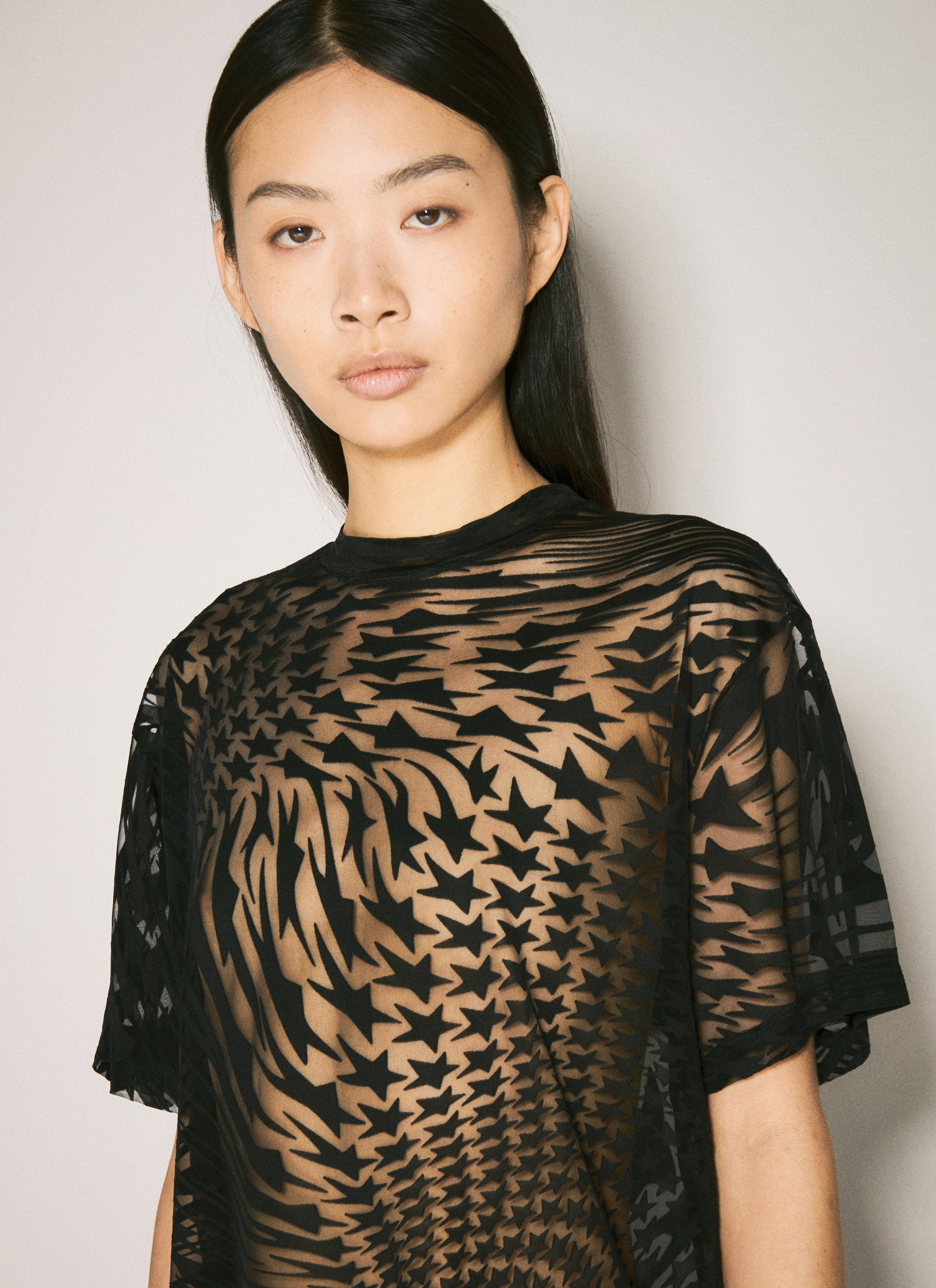 Mugler Women Sheer Flocked Star T-Shirt