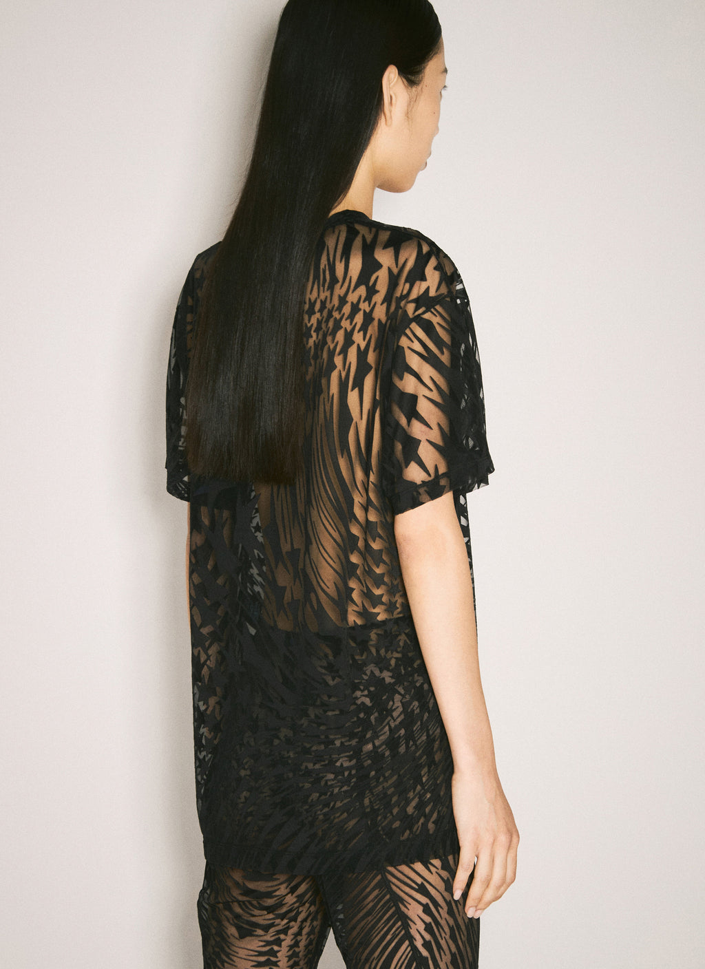Mugler Women Sheer Flocked Star T-Shirt