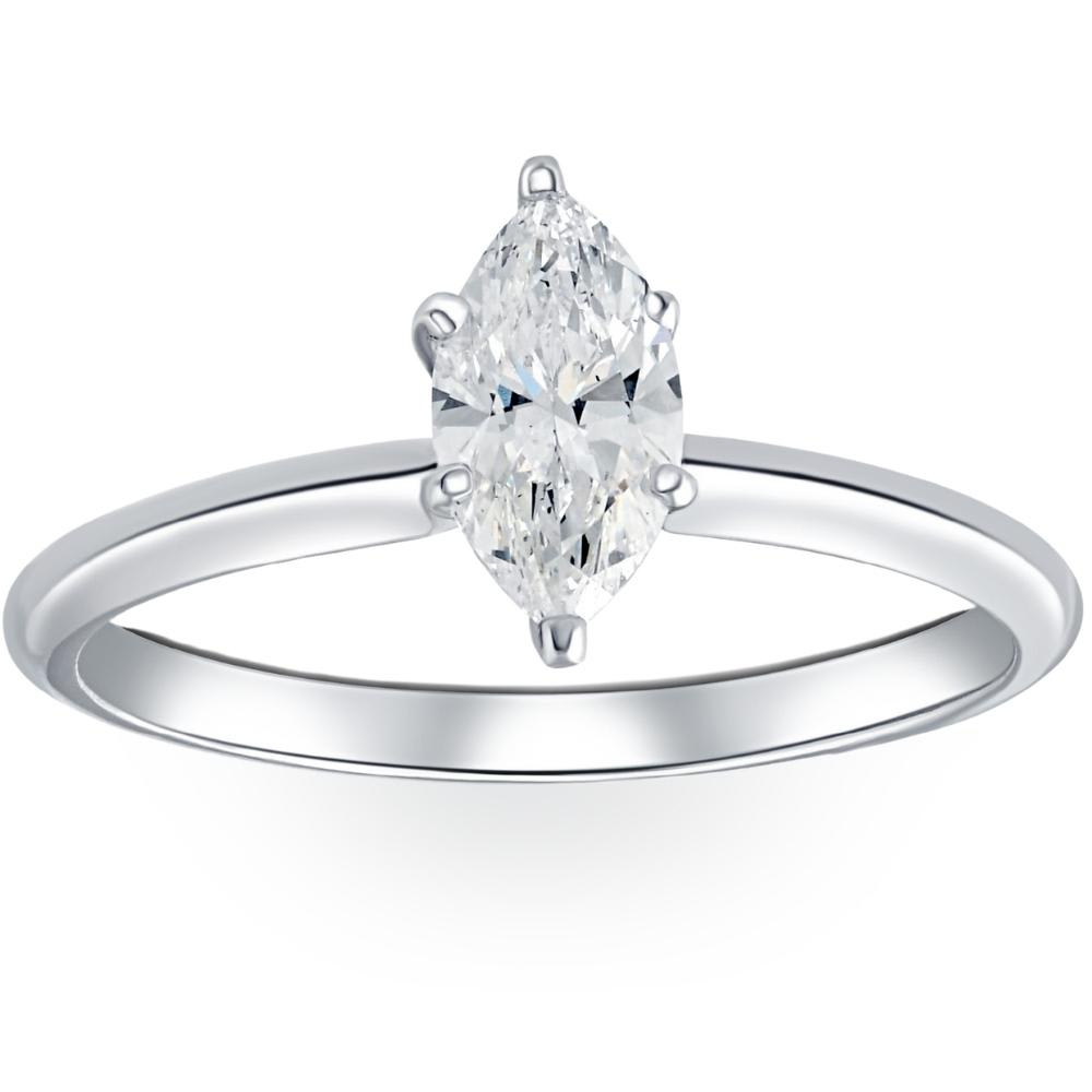 Platinum .72Ct Marquise Natural Certified Diamond Solitaire Engagement Ring Size: 7