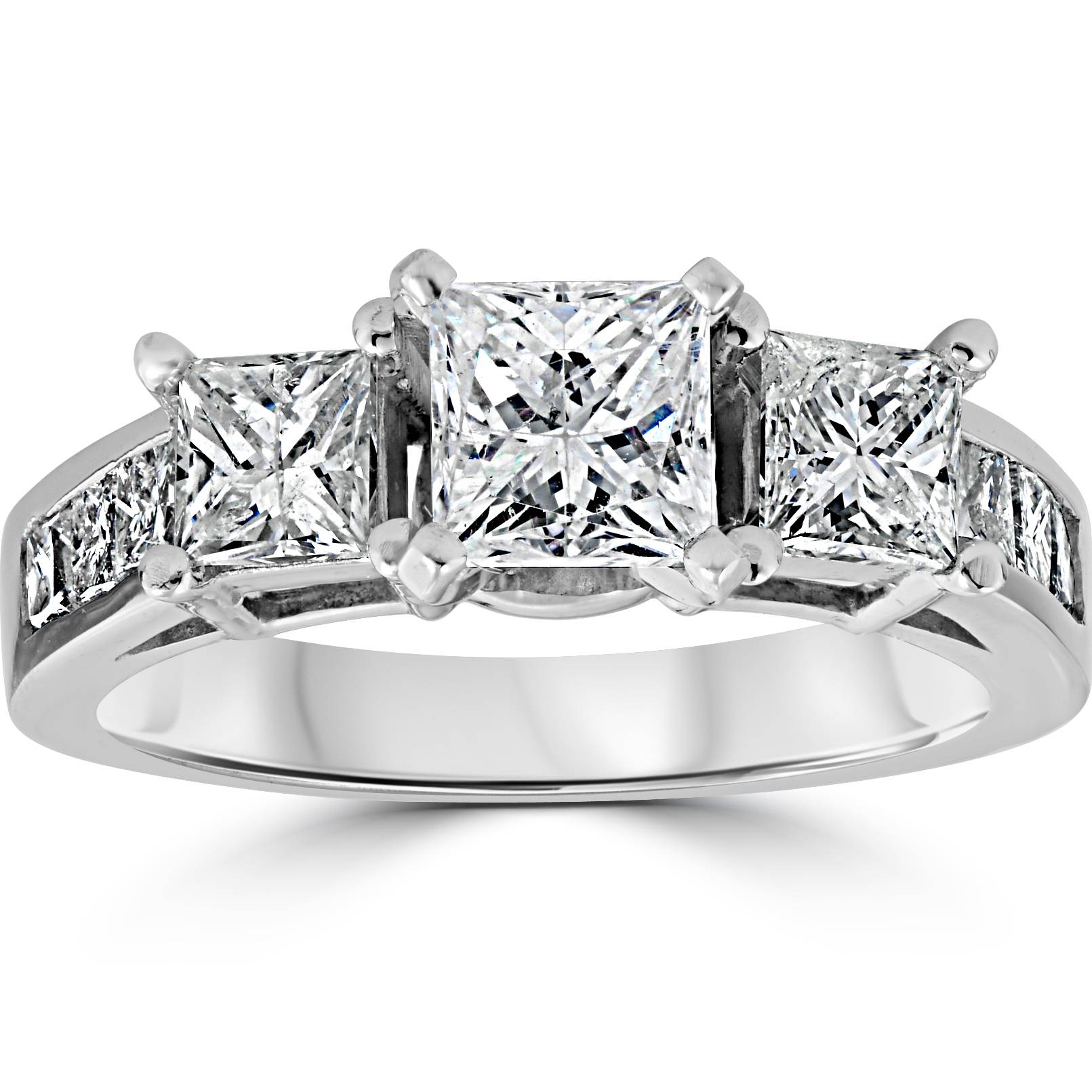 2ct Princess Cut Engagement Enhanced Diamond Ring 14K White Gold Size Selectable
