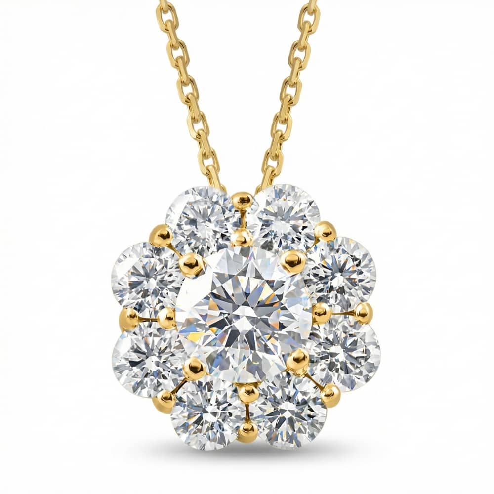 1 Ct Diamond Pendant 10k Yellow Gold Necklace