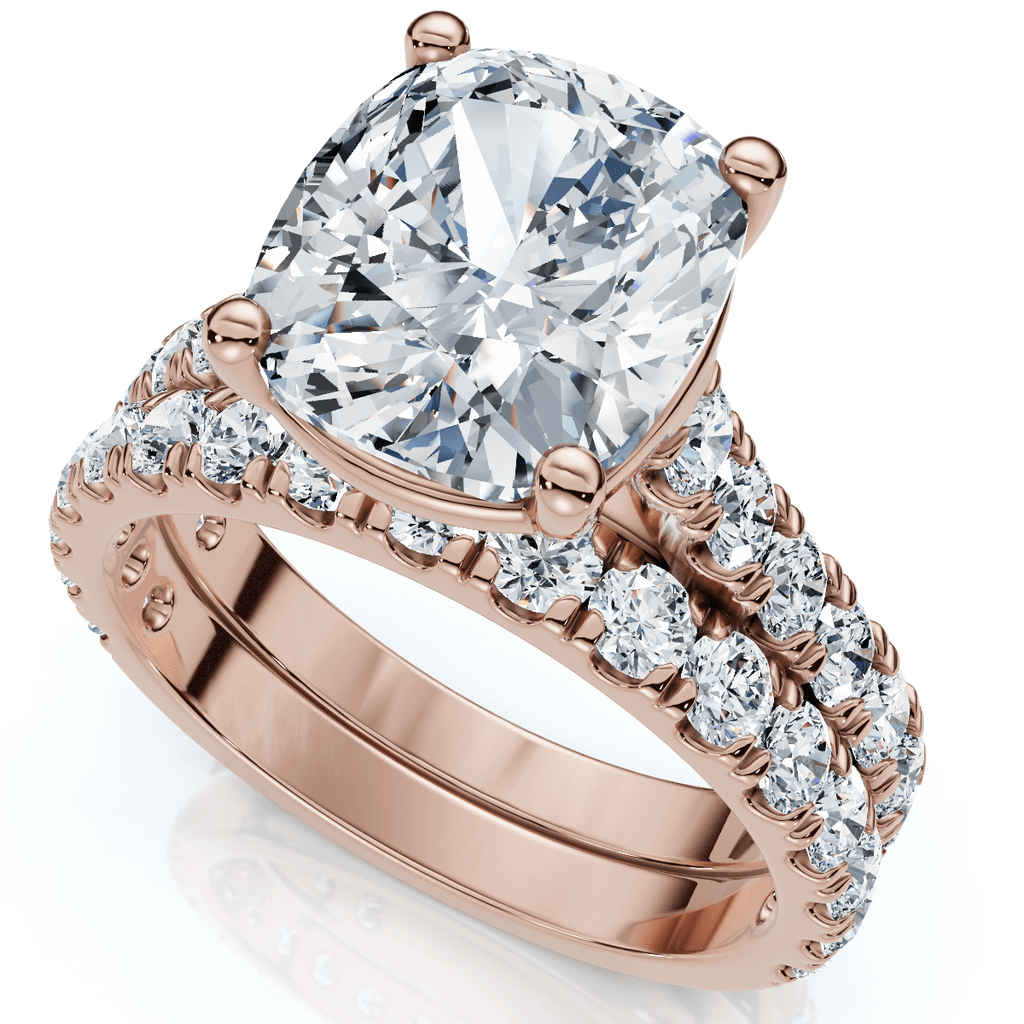 Certified 4Ct Cushion Diamond Engagement Wedding Ring Set 14k Gold/PT Lab Grown