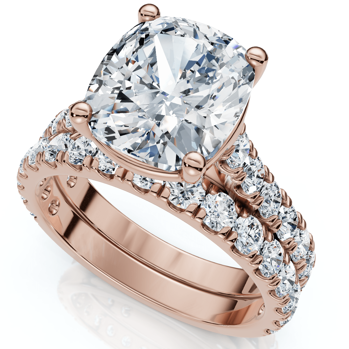 Certified 4Ct Cushion Diamond Engagement Wedding Ring Set 14k Gold/PT Lab Grown