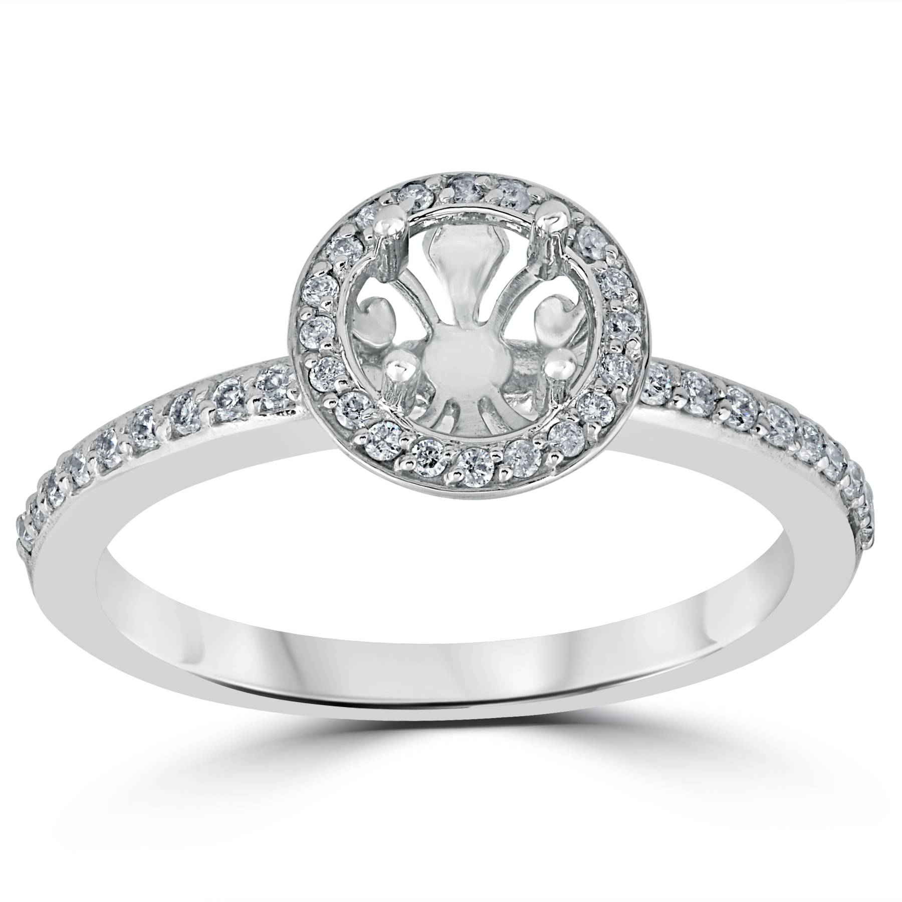 1/3ct Diamond Engagement Ring Semi Mount 14K White Gold Size Selectable