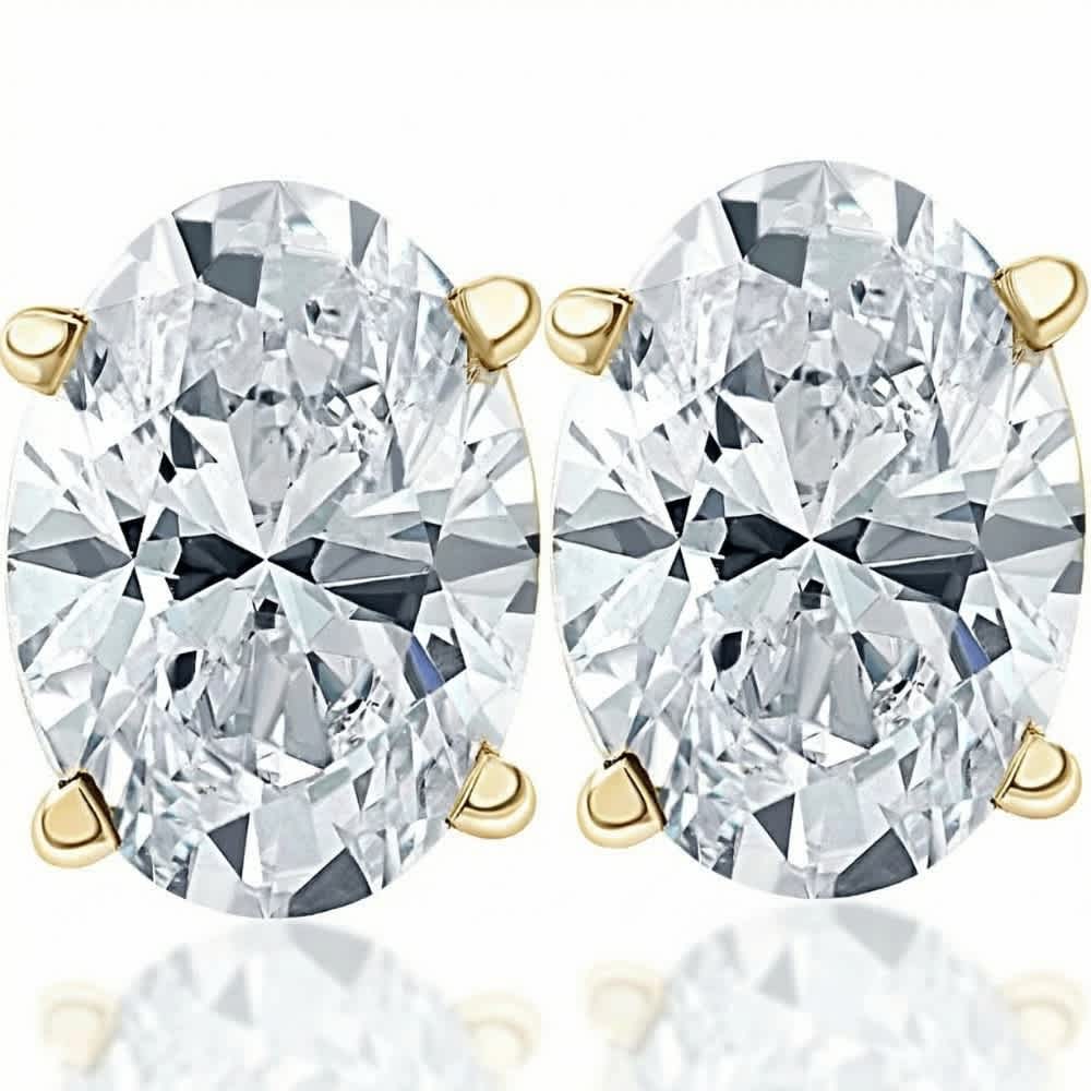 Oval Diamond Studs 14k Gold Lab Grown