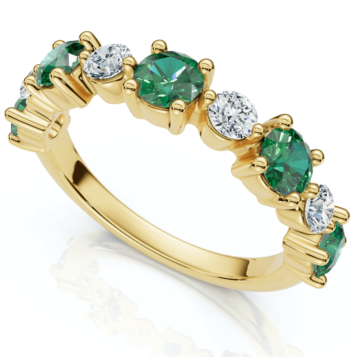 1Ct Sylvia Emerald & Diamond Anniversary Ring Gold Lab Grown