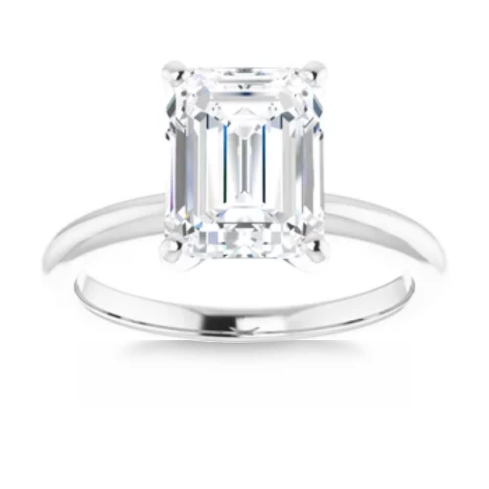 3.00Ct Platinum Certified Lab Grown Emerald Cut Diamond Engagement Ring Size: 7.5