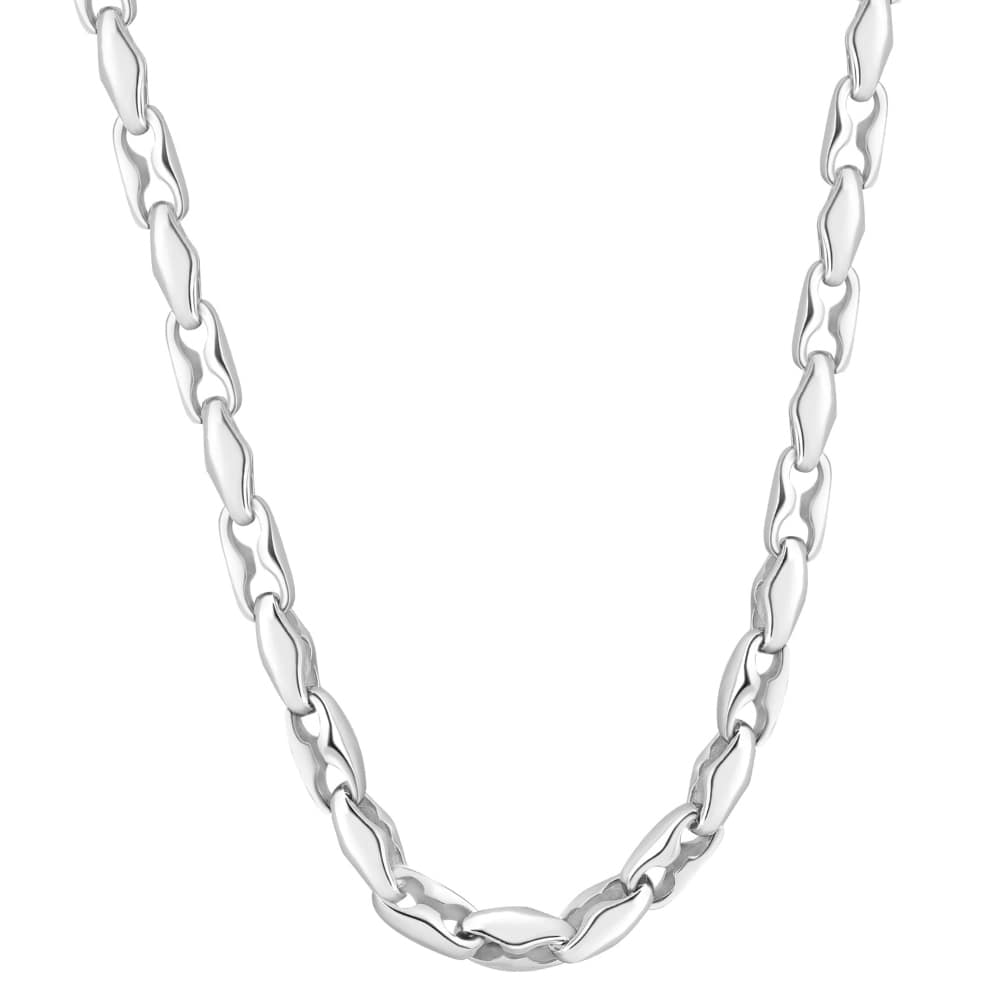 Men's Polished Steel Clasp Single Tone 8mm Flexible Link  24" Chain