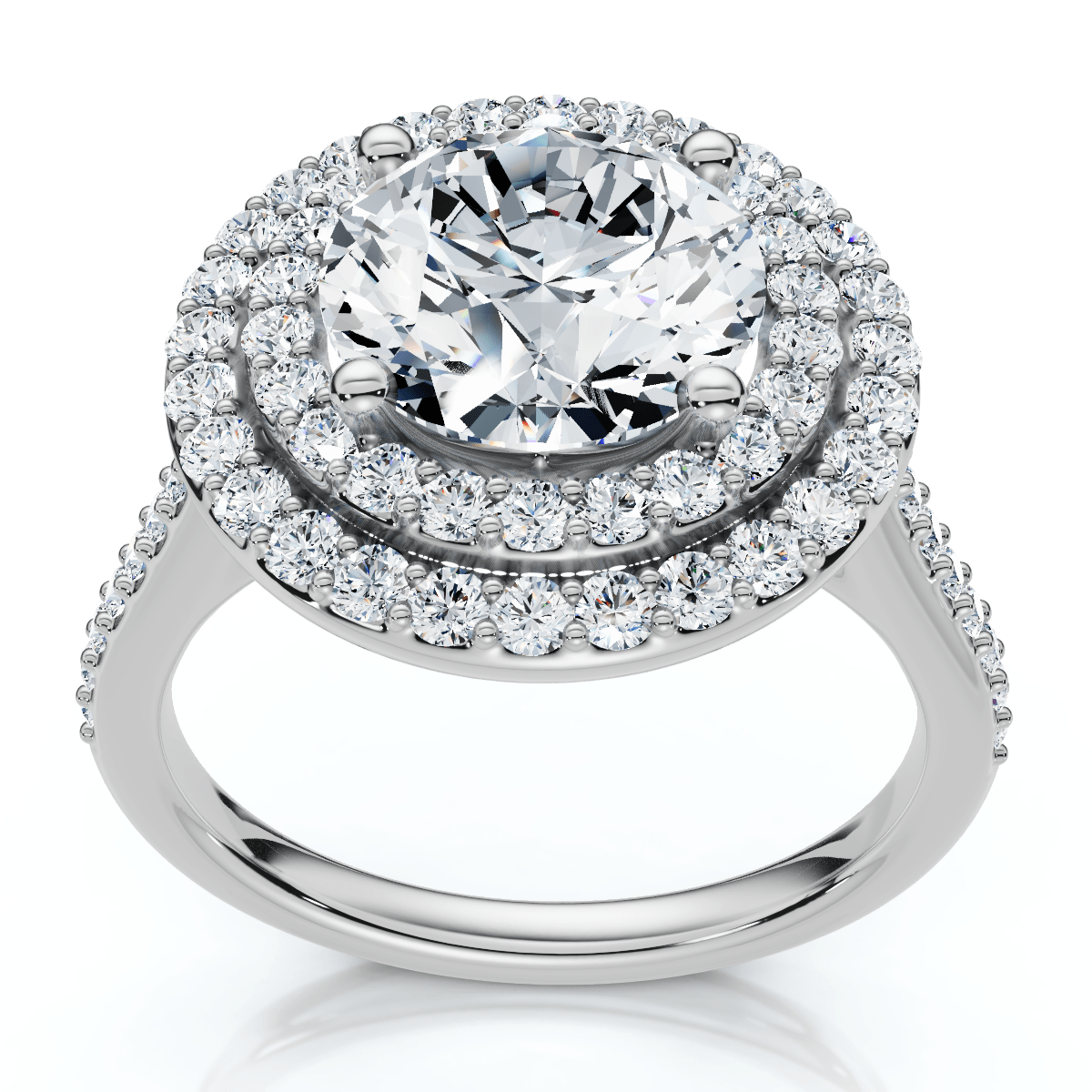 Certified 2 1/2Ct Double Halo Diamond Engagement Ring 14k Gold or Pt Lab Grown