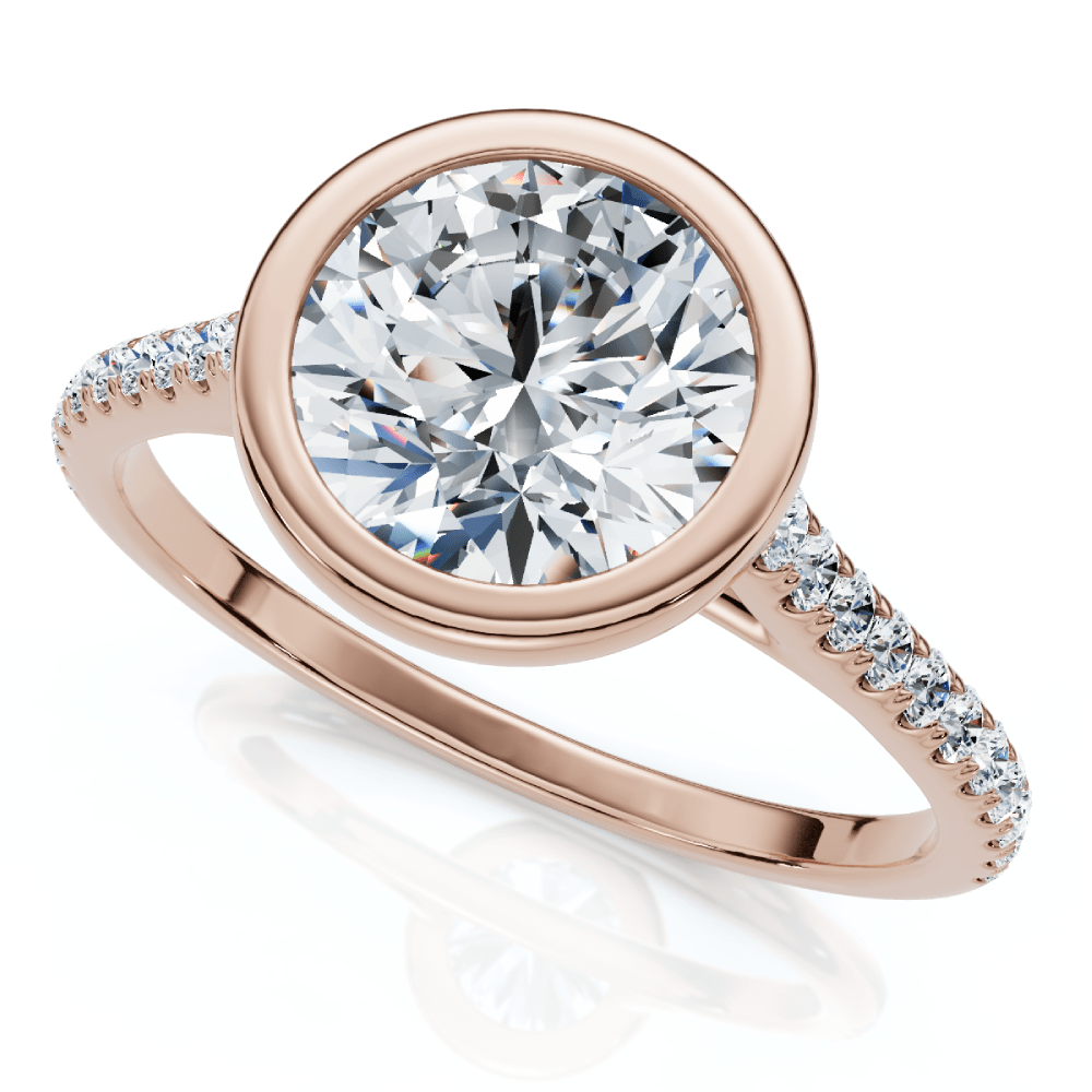 Certified 1 1/2ct Diamond Bezel With Accent Engagement Ring 14k Gold Lab Grown