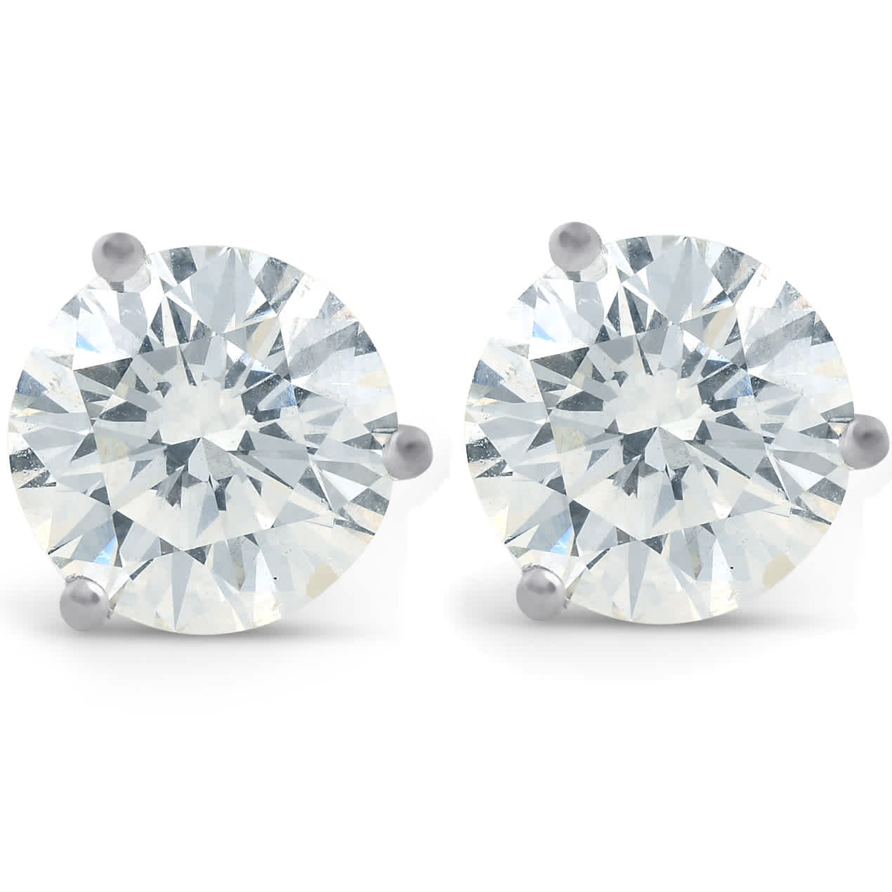 4 ct Diamond Martini Screw Back Studs 14k White Gold Enhanced