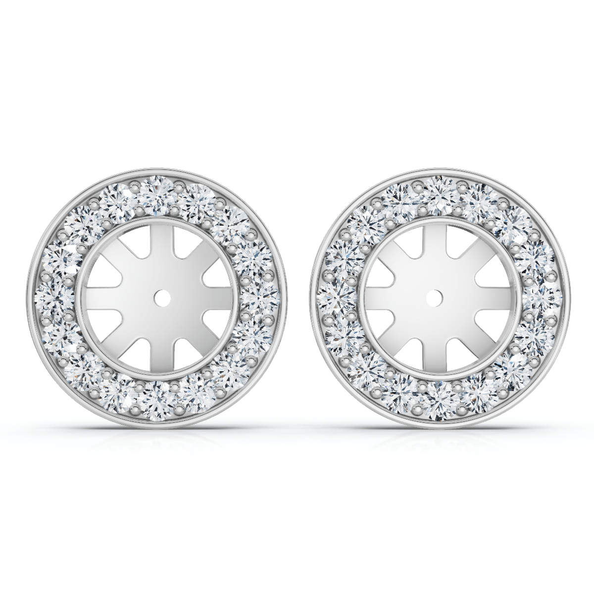 3/4ct Diamond Earring Studs Jackets 14K White  (5.5-6mm)