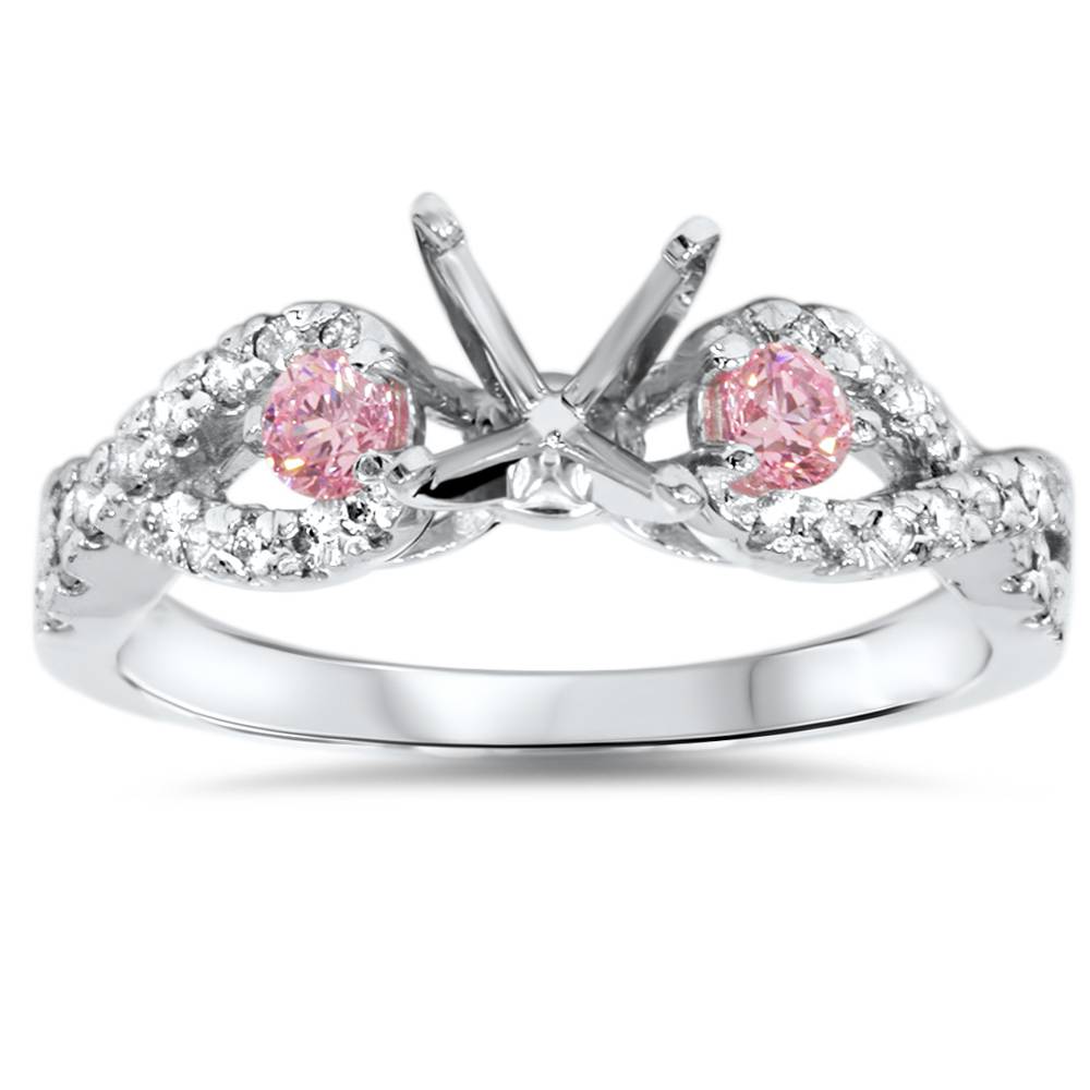 3/8ct Pink Sapphire & Diamond Infinity Ring Setting 14K White Gold Size Selectable